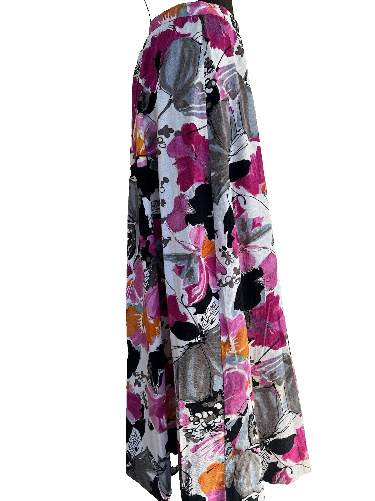 VTG 50’s 60’s Abstract Pink Black Prints Hand Made Barcloth Maxi Poodle Skirt M