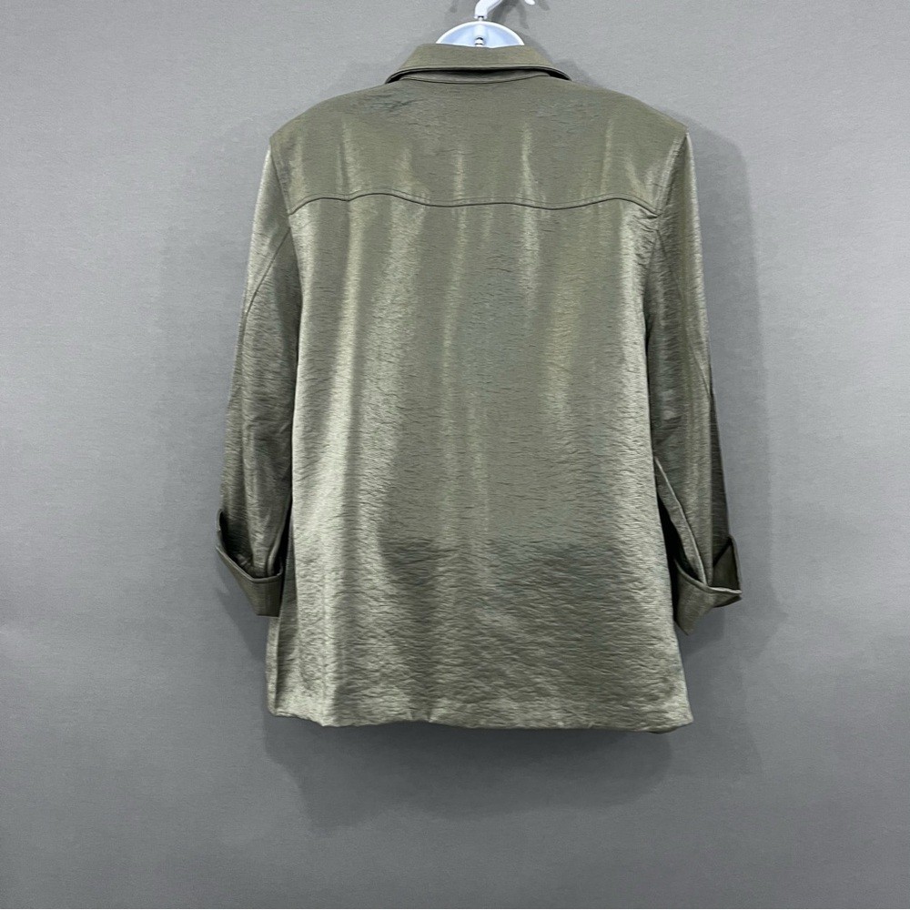 Chico’s Jacket Womens 3 XL Sage Green Lohan Button Front 3/4 Sleeve Formal