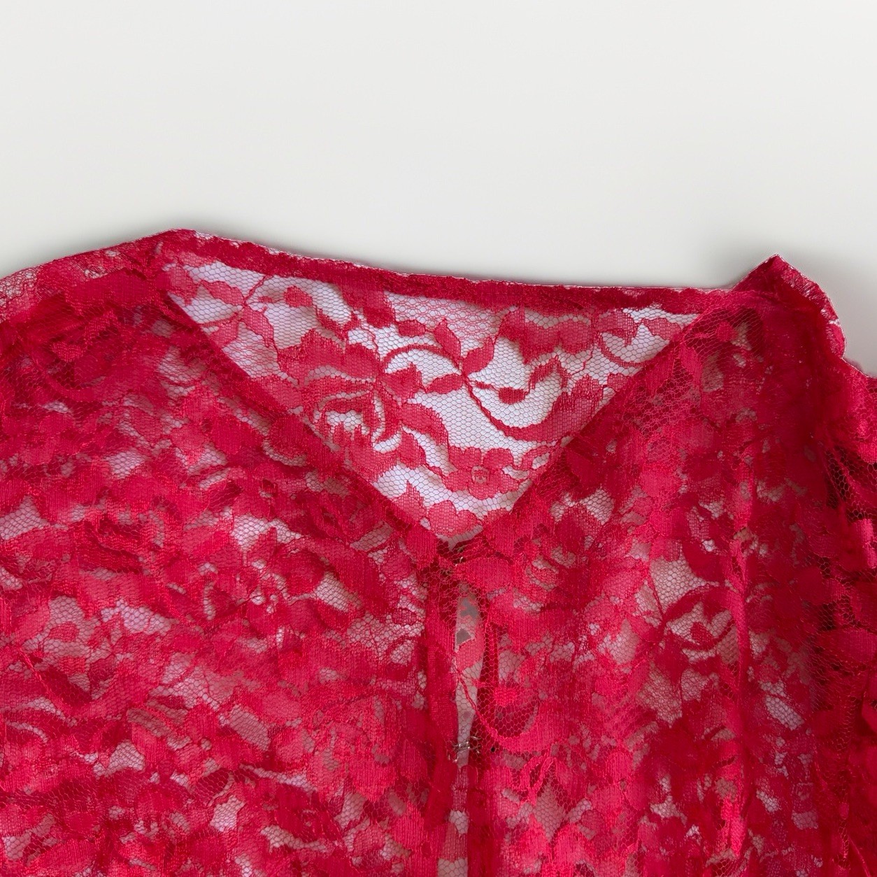 Vintage 80s Lace Satin Formal Dress Puff Sleeve Red Prom Homecoming Wedding READ