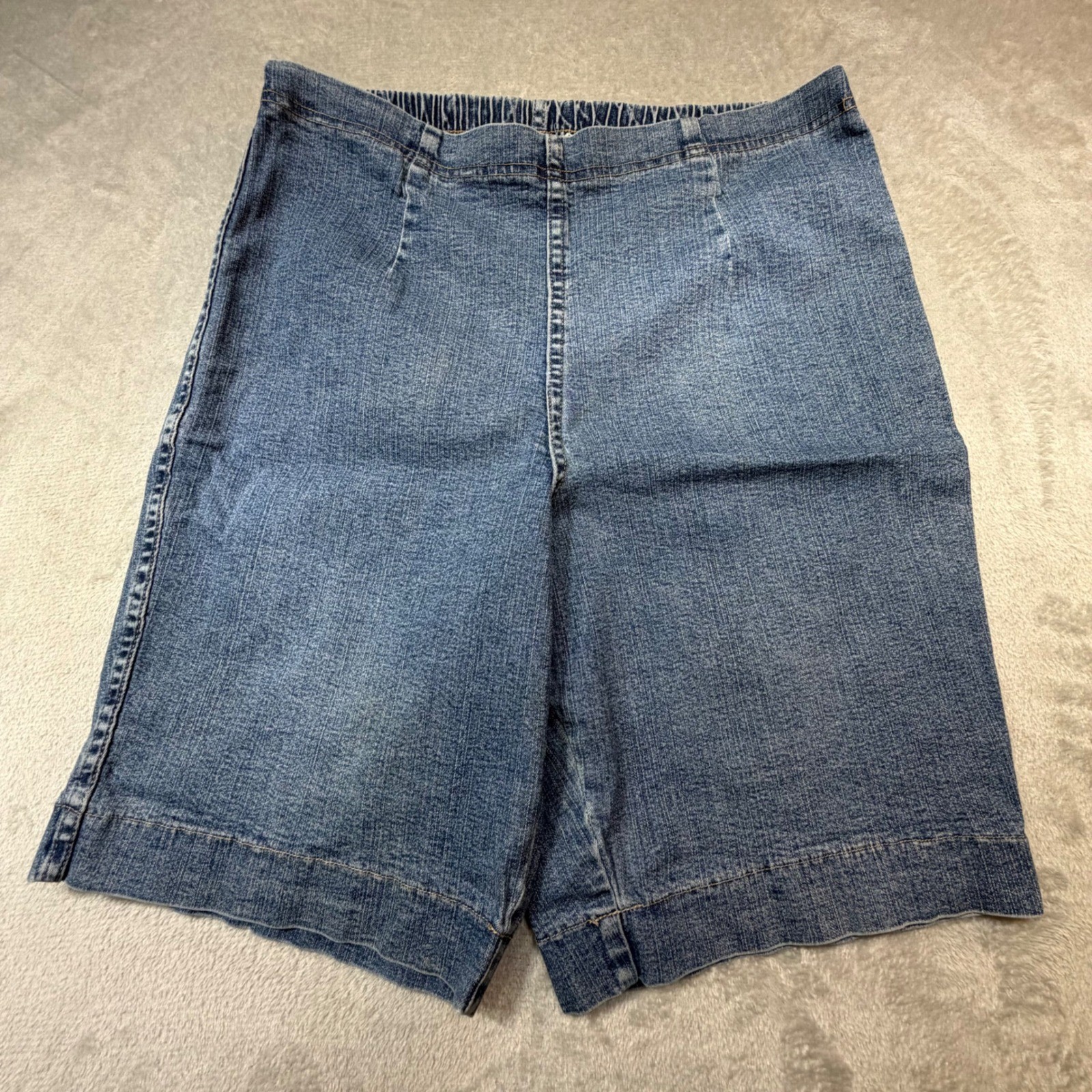 Vintage Woman Denim Shorts 16W Blue Cotton Blend 90s Bermuda High Rise Mom Short