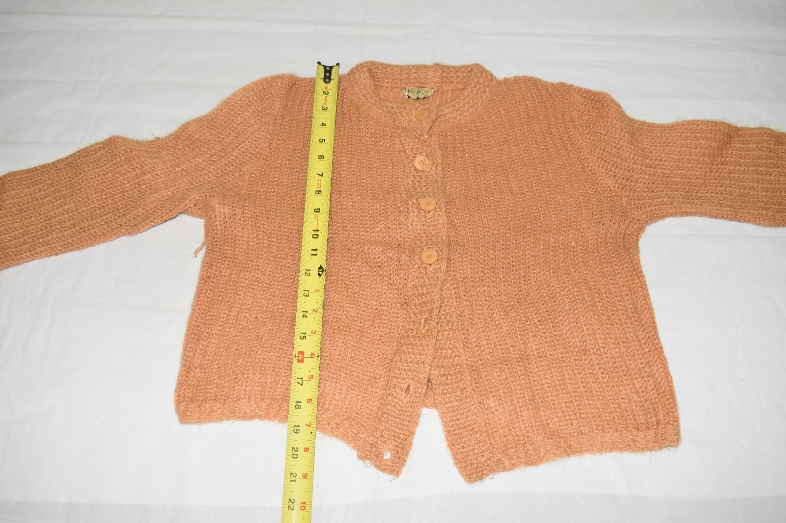 VINTAGE Sweater Womens L Tan Brown Lambs Wool Angora Mohair 80s Majestic