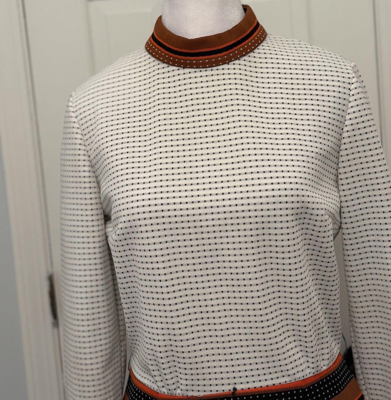 VTG Women’s Multi-Color Polka Dot Stripe Mod Pattern A Line Midi Dress Sz M