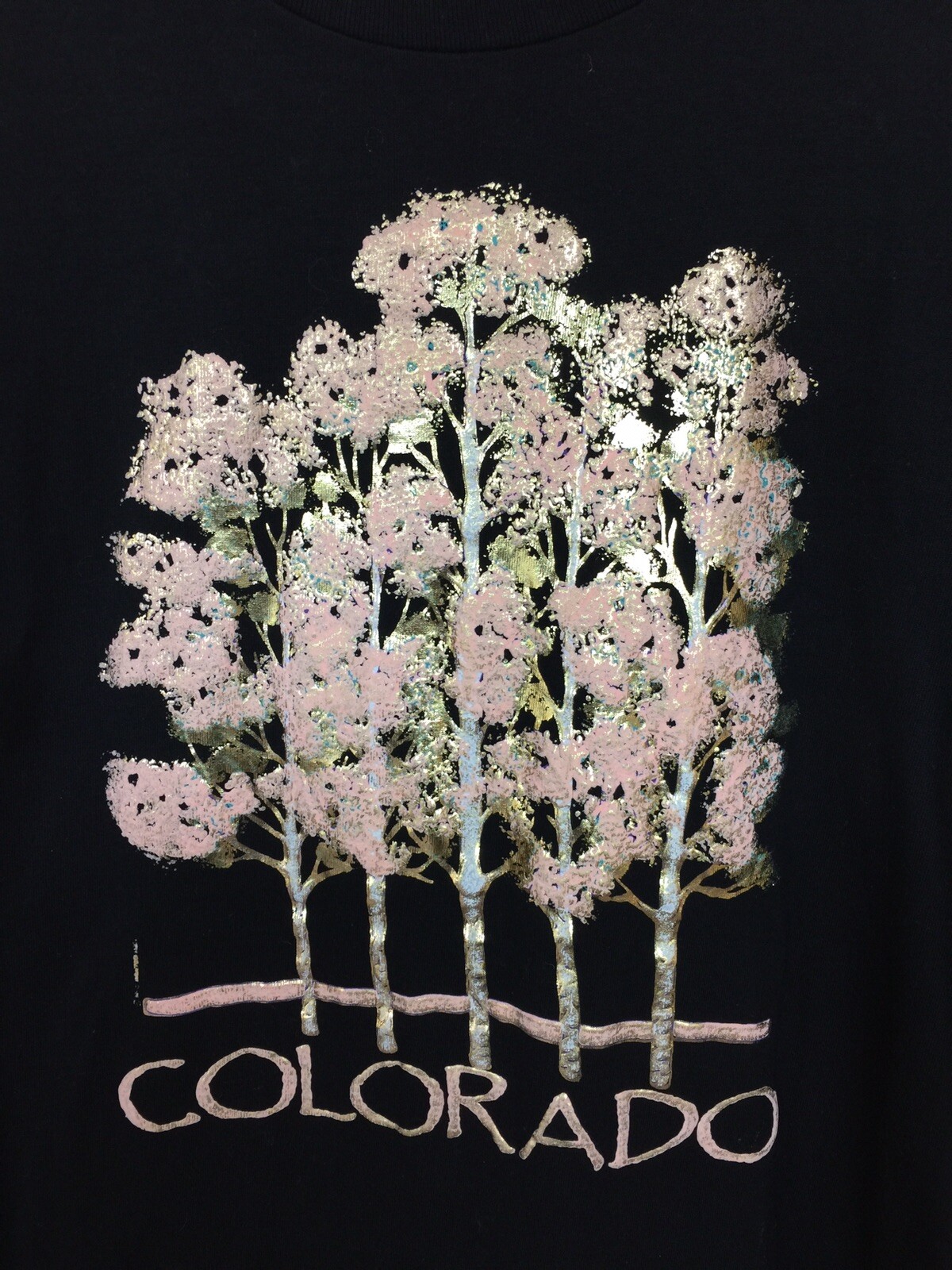 VTG Stedman Super HI Cru Colorado TShirt 3D Puffy Paint Golden Trees L 42-44