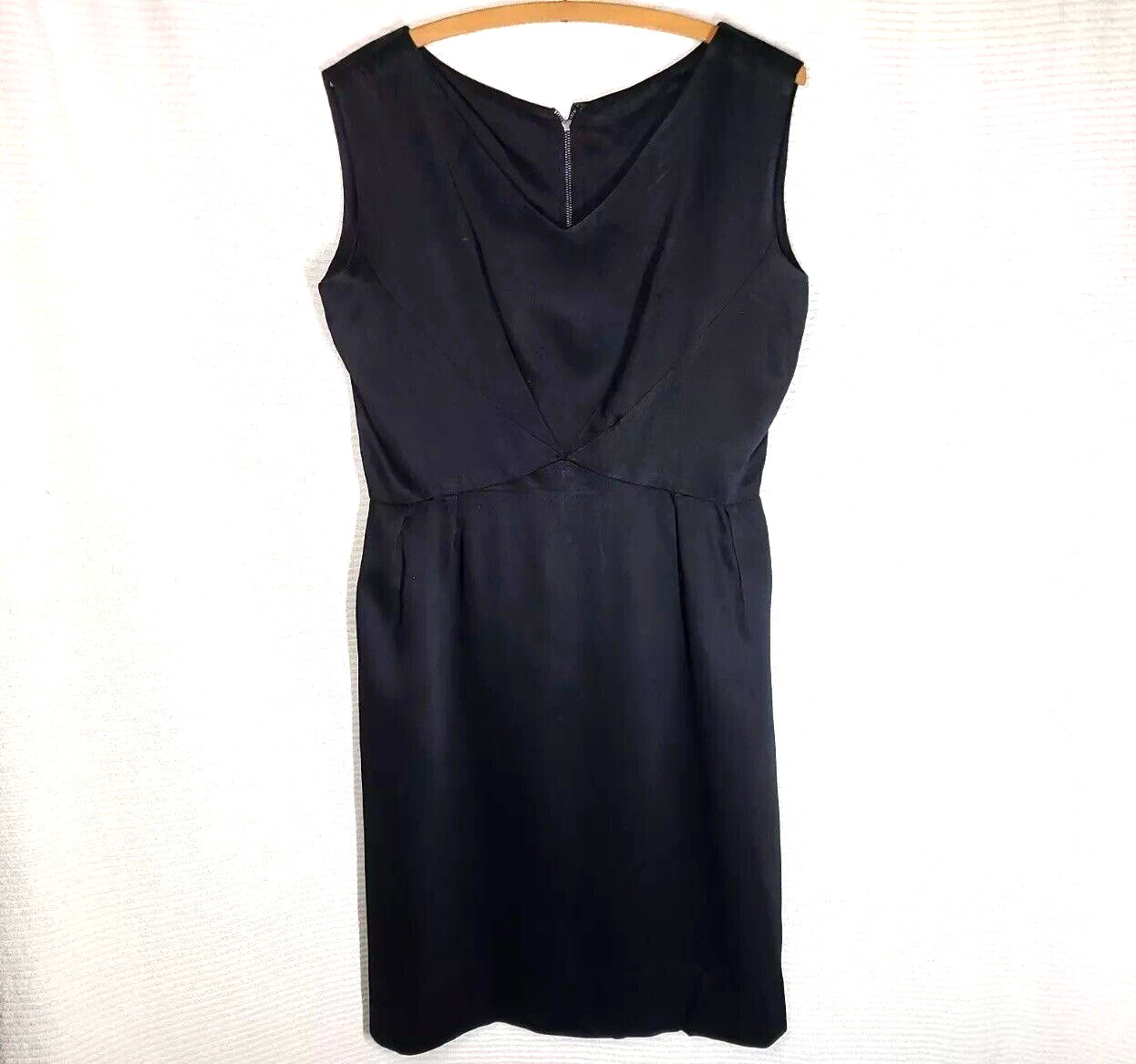 Vtg Black Party Dress 50s 60s Cross Princess Seam M L Pinup VLV LBD Couture