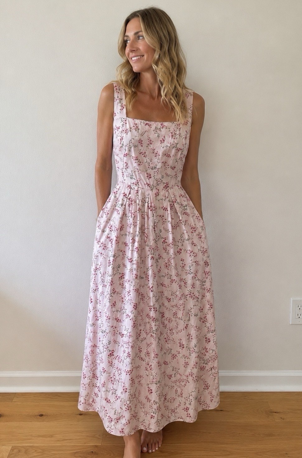 Vtg Floral Rose Cotton Sundress Prairie Dress Cottagecore Boho Small