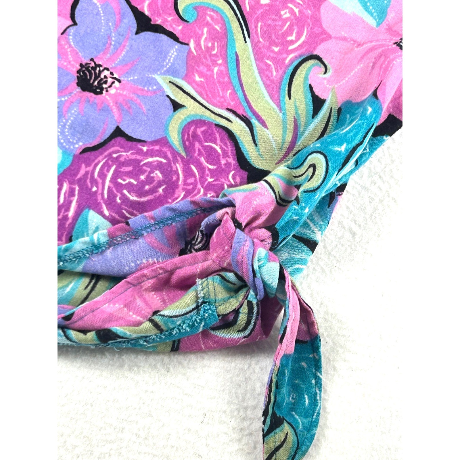 The American Collection Floral Top Women Size 12 Pink Vintage Side-Tie Blouse