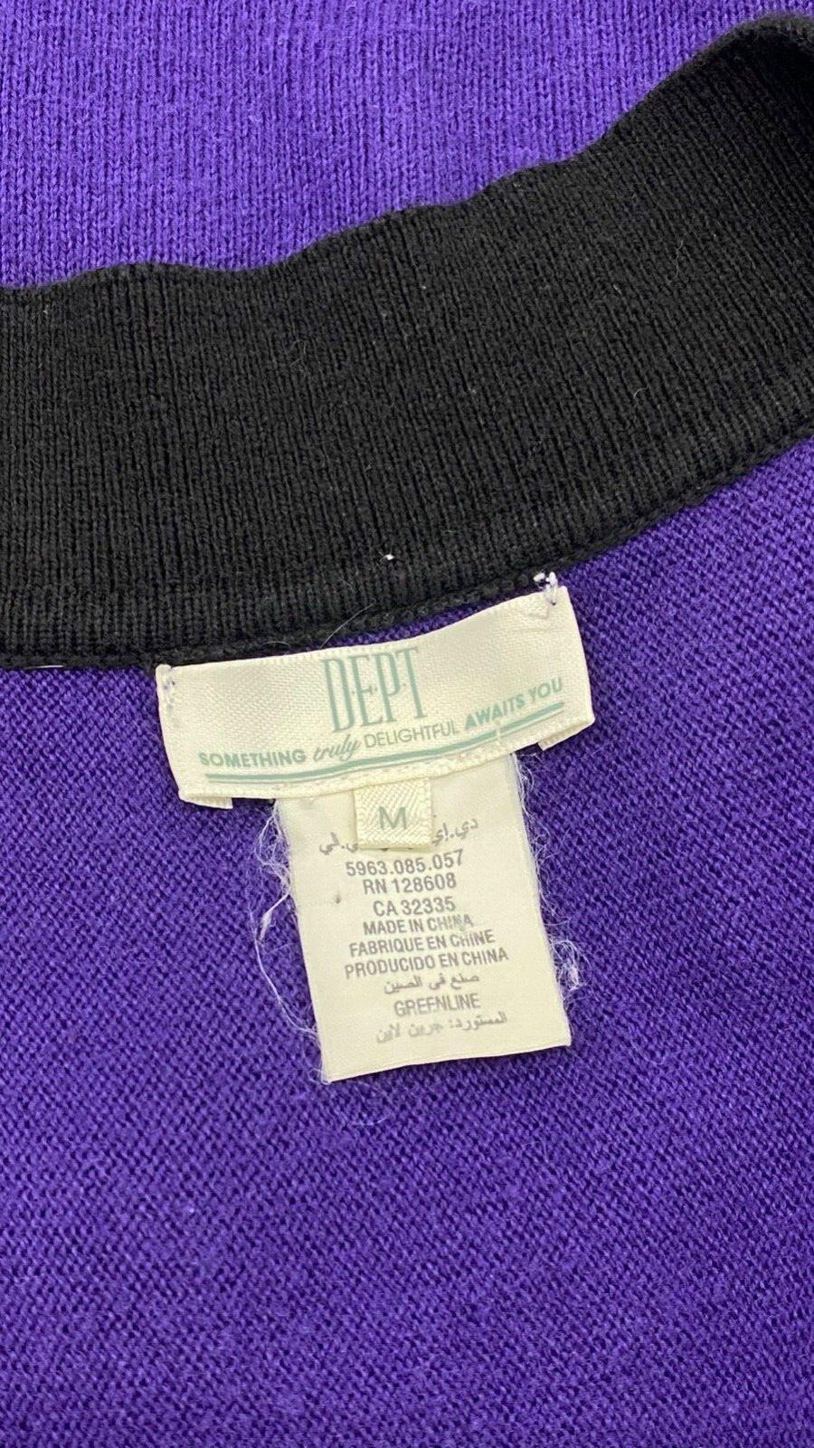Vintage 1990s purple orange knit dress, deep v neck plunge color block boho M
