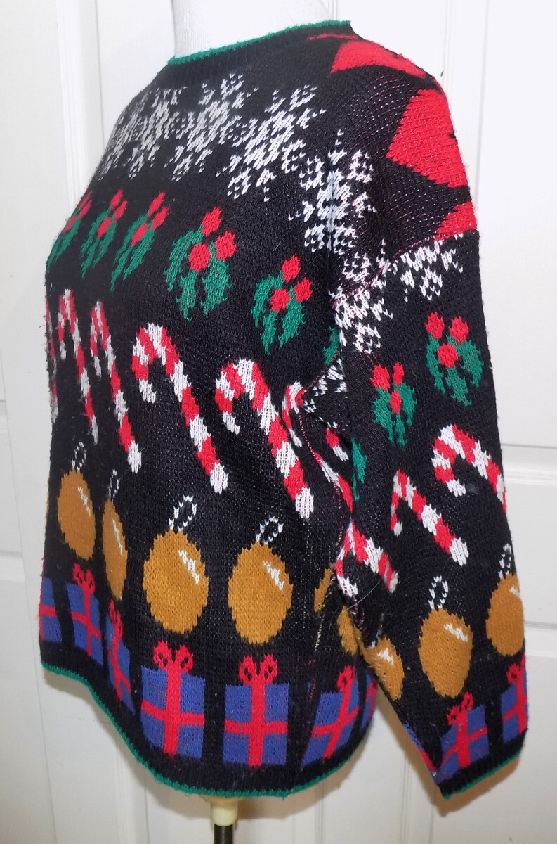 Vintage 70s 80s Christmas Pullover Sweater United States Sweaters Large B42 **