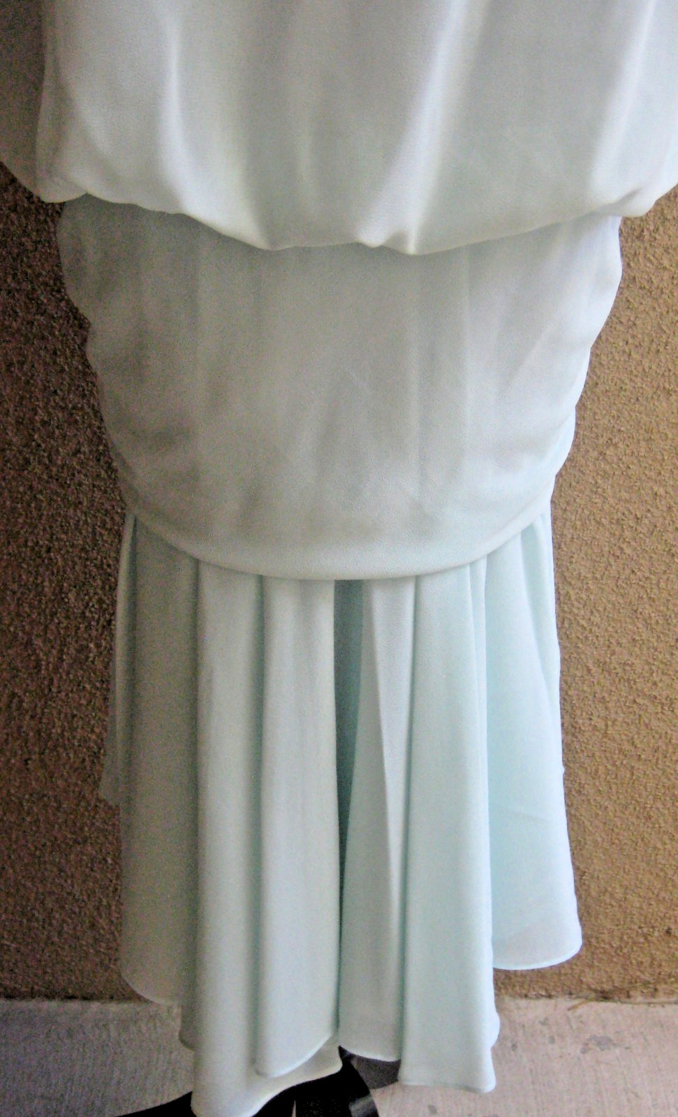 Vintage 1982 Casadei Eletra chiffon dropwaist bead padded shoulder party dress