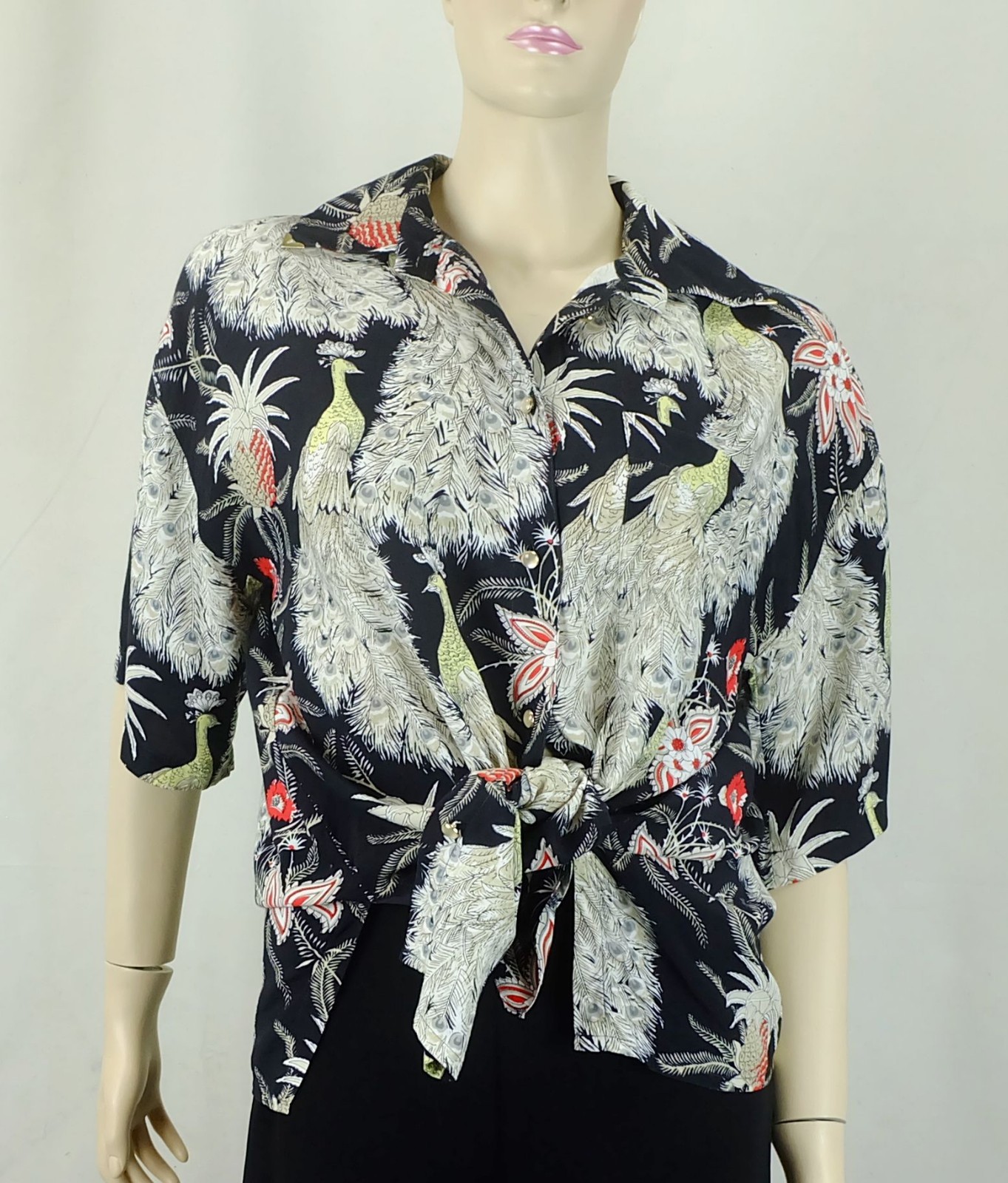 80s vintage BLOUSE savory italia size 40 oversized fanciful print