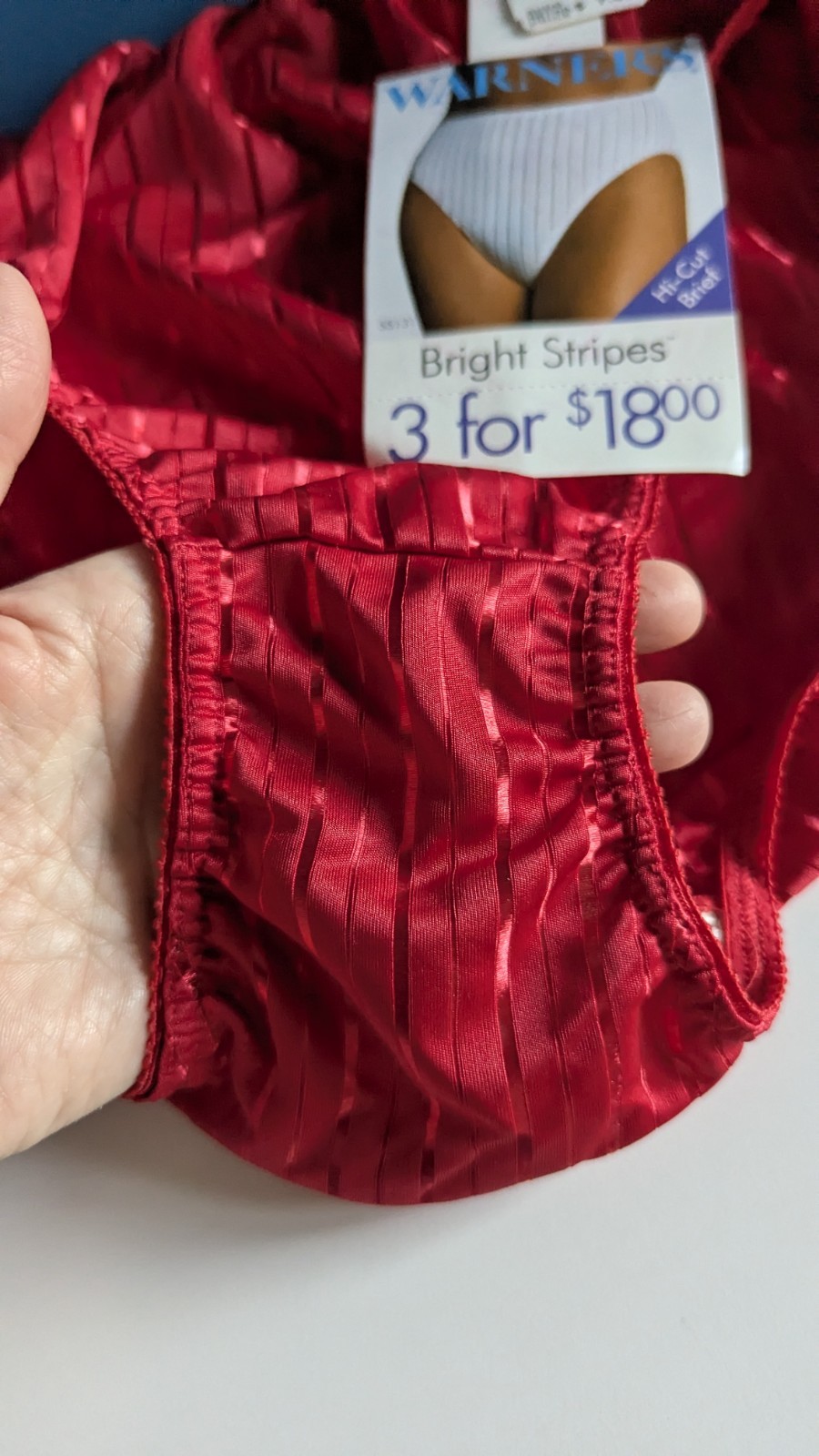 Vintage Warner’s Bright Stripes RED HOT High Cut Bikini Panties NWT Size L 55131