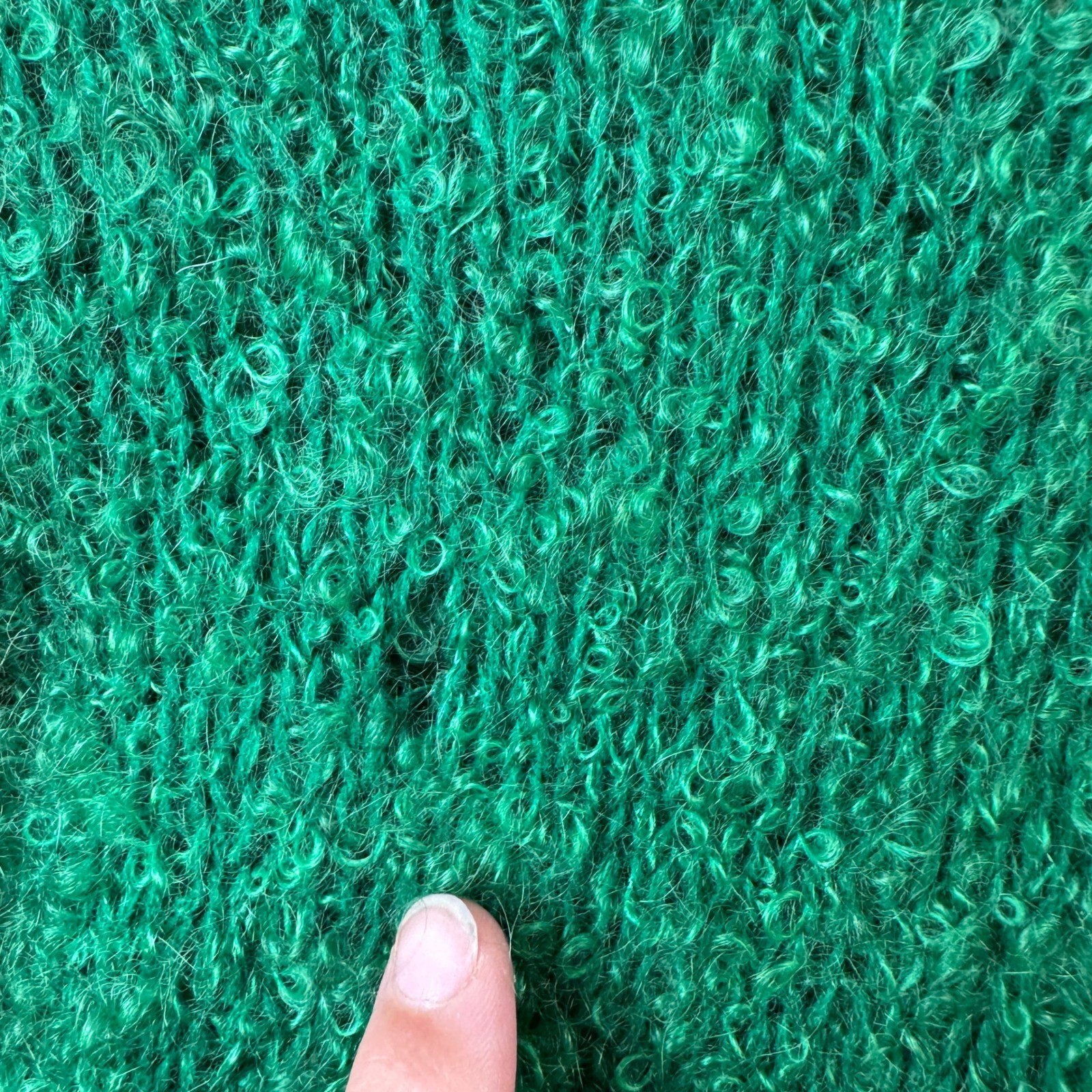 Vintage Jules Tabach California Green Boucle Cardigan Mirror Studded Sweater