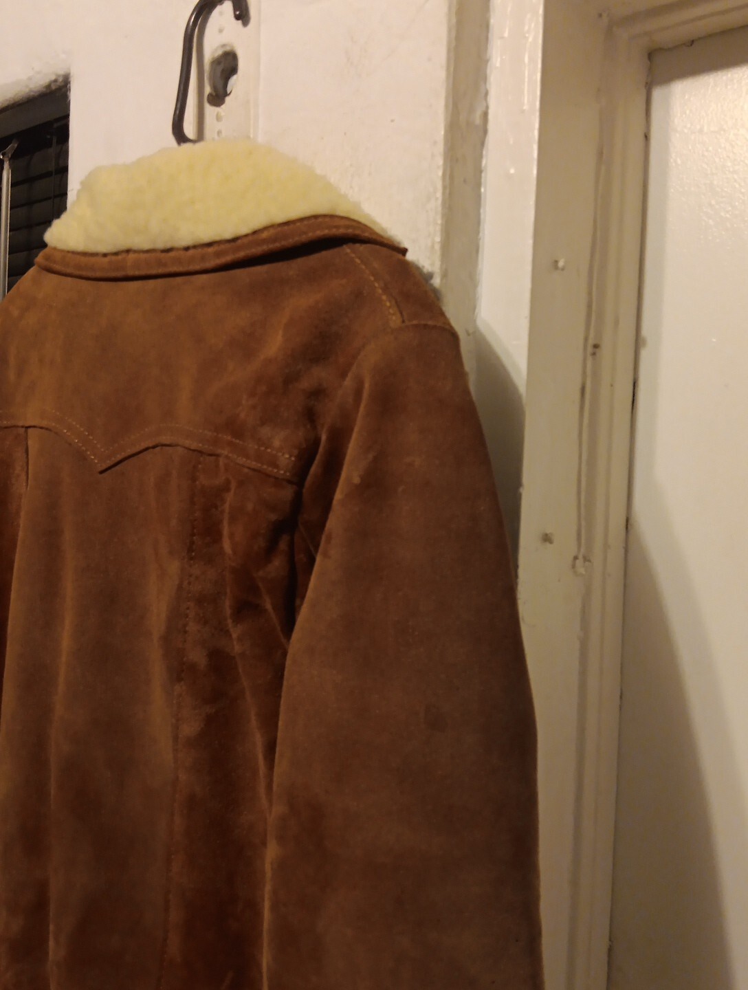 Simco Coat Suede Leather Vtg 60s 70s Western Trucker Jacket Fur Sherpa Womans 14