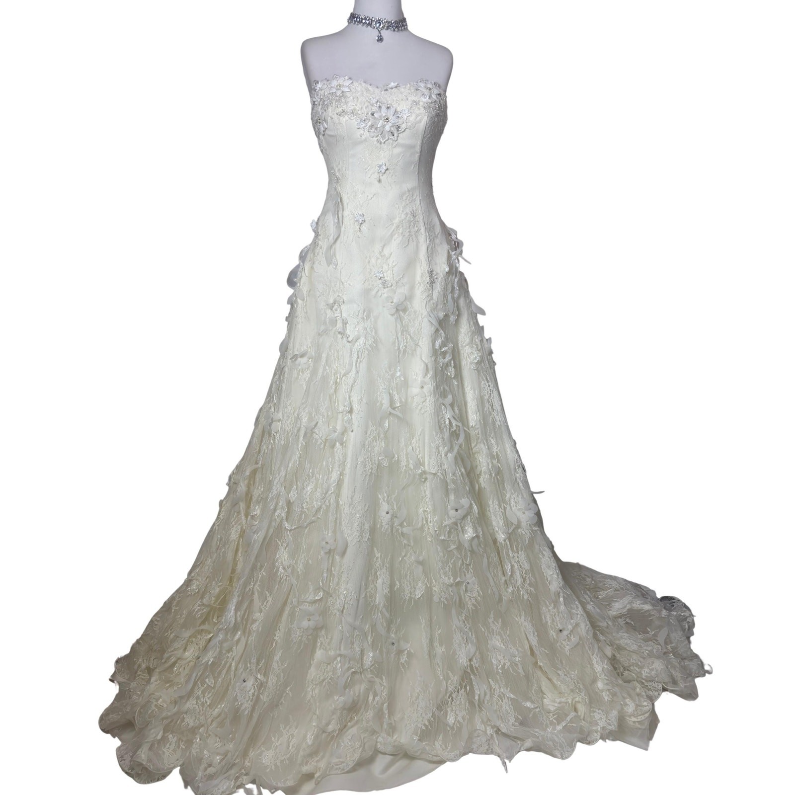 Vintage 3D Floral Wedding Bridal Dress Bride Dress Fairycore Wedding Gown