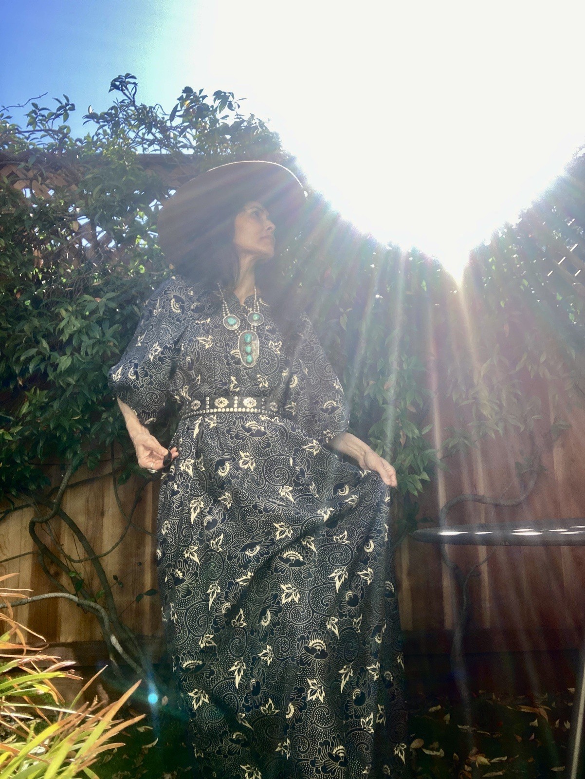 Vtg Mei Jan of Hawaii 60’s 70’s Muumuu maxi boho dress blue floral cotton hippy