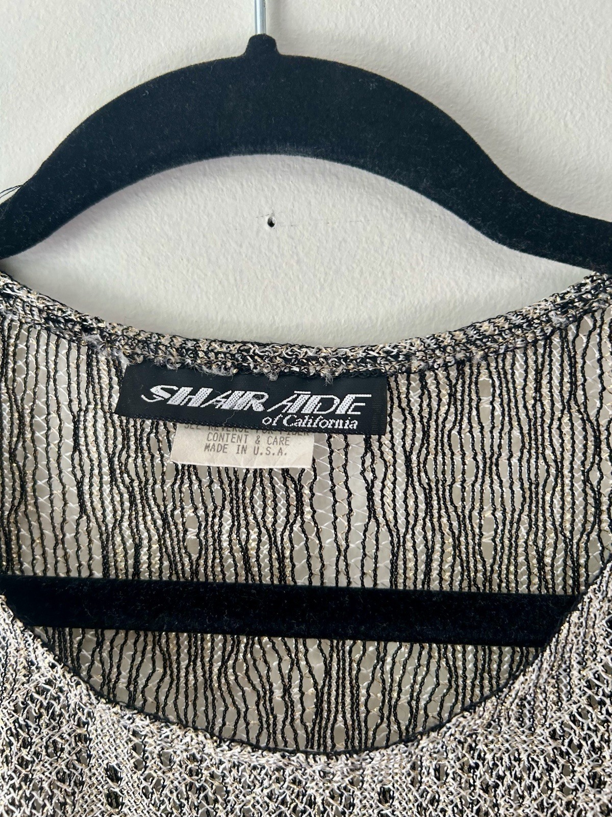 VTG Sharade of California Metallic Fringe Crop Top Knit Made in USA 10