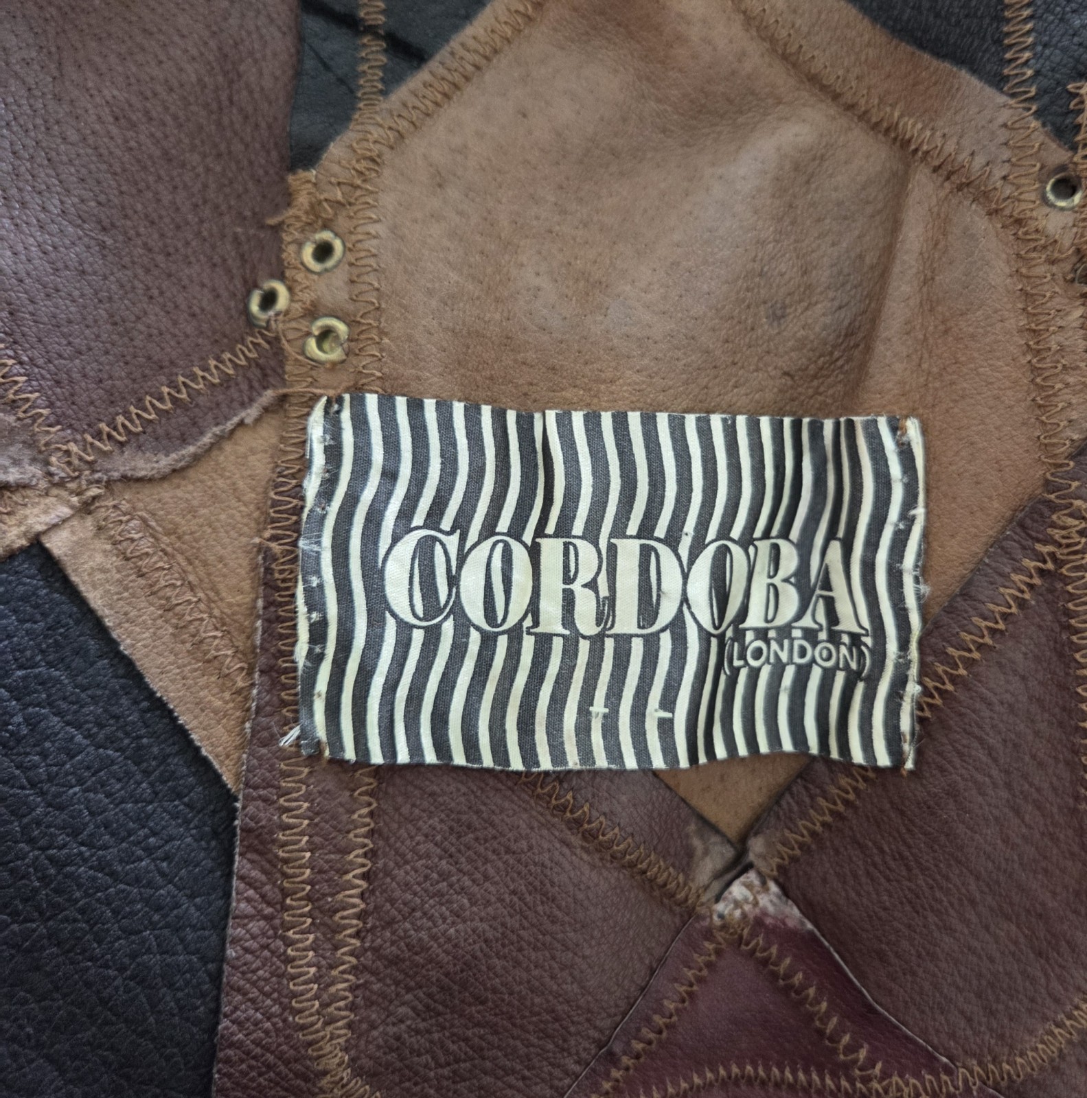 Vintage 70’s Cordoba Patchwork suede Vest W Horse Bit Closure Medium
