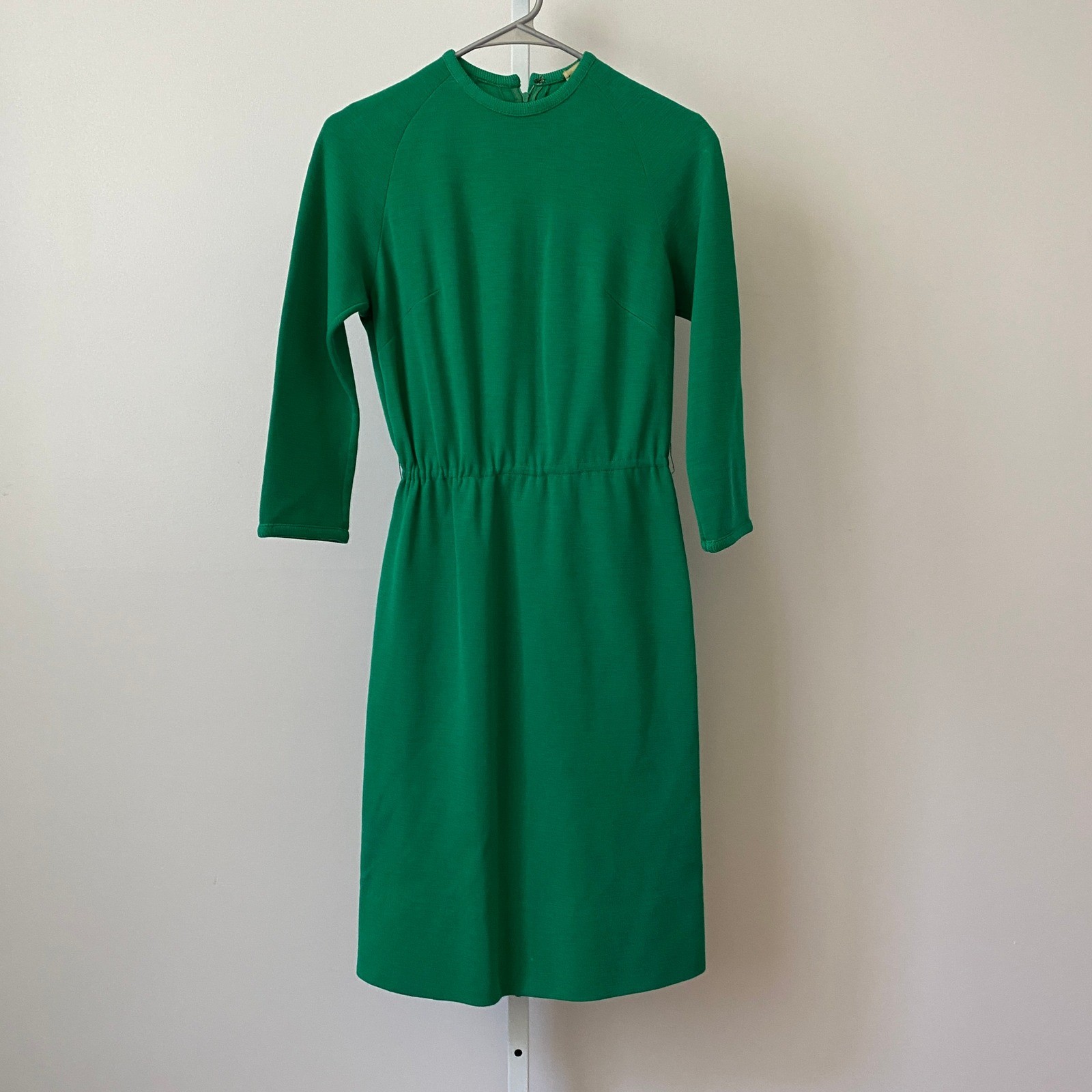 VTG Butte Knit 100% Pure Wool Academia Office Siren Green Sheath Dress Green