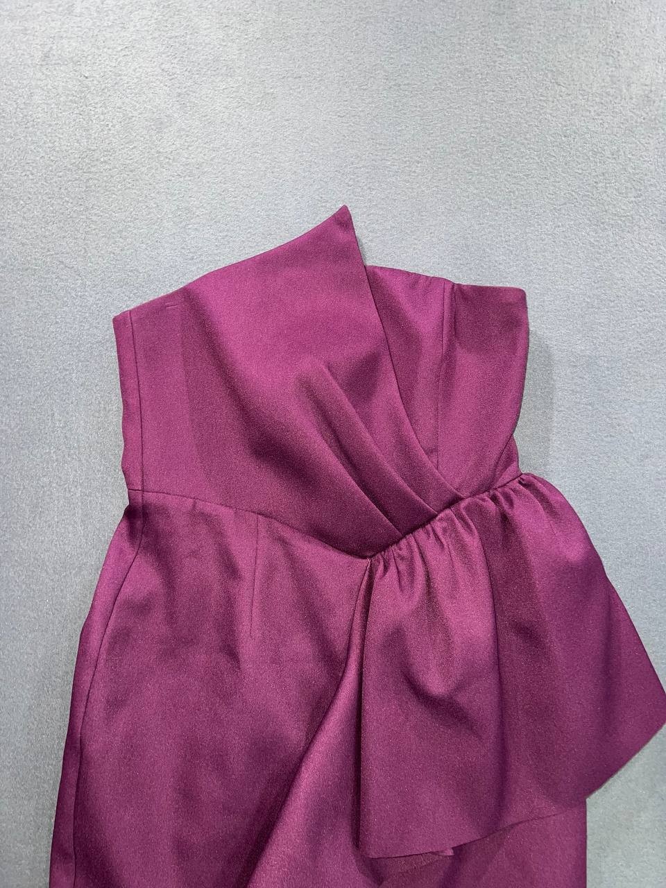 Elliatt Reception Cascade Ruffle Strapless plum prom wedding Dress sz L A008654