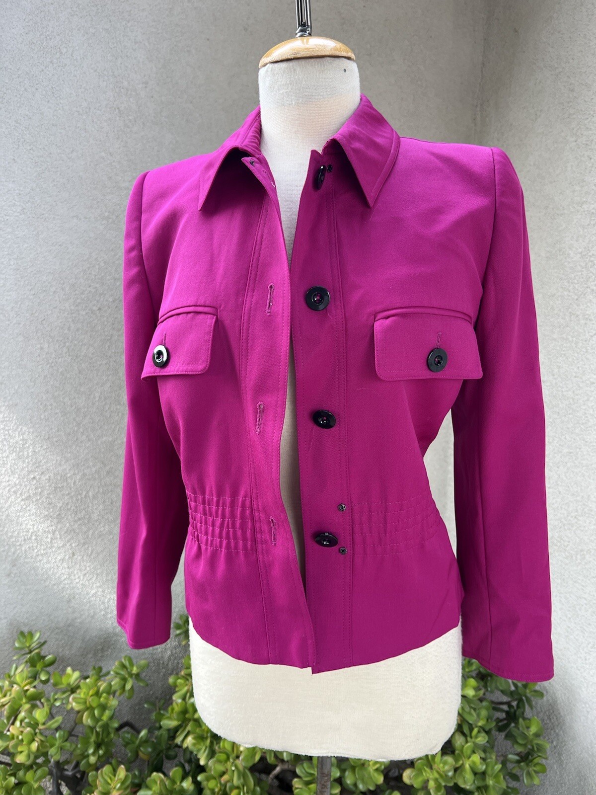 Vintage Preppy Jacket By Valentino Miss V fuchsia pink wool sz 38 4 Italy