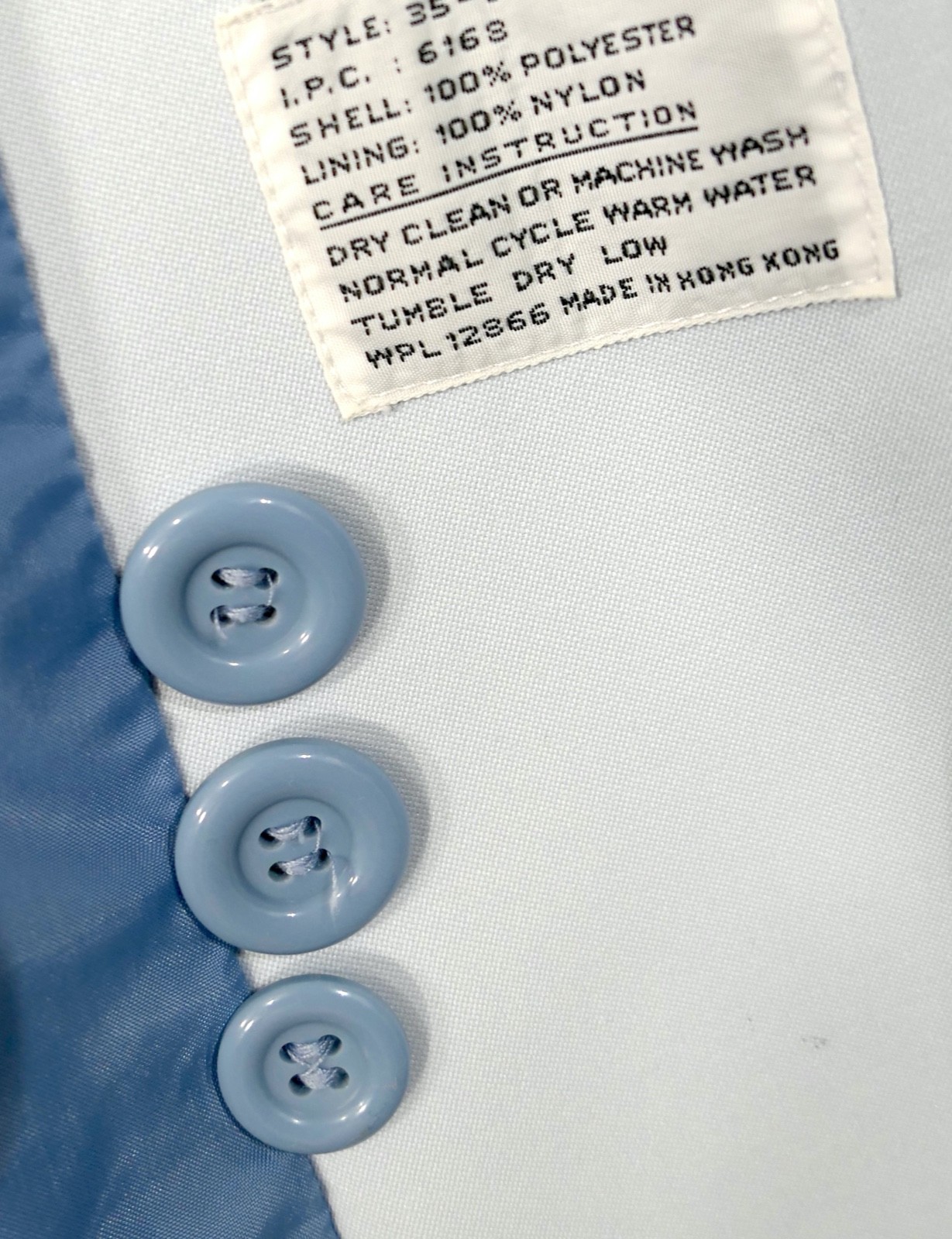 Retro Vintage 70s Blue Gray Belted Polyester Coat Light Sz XL 18.5