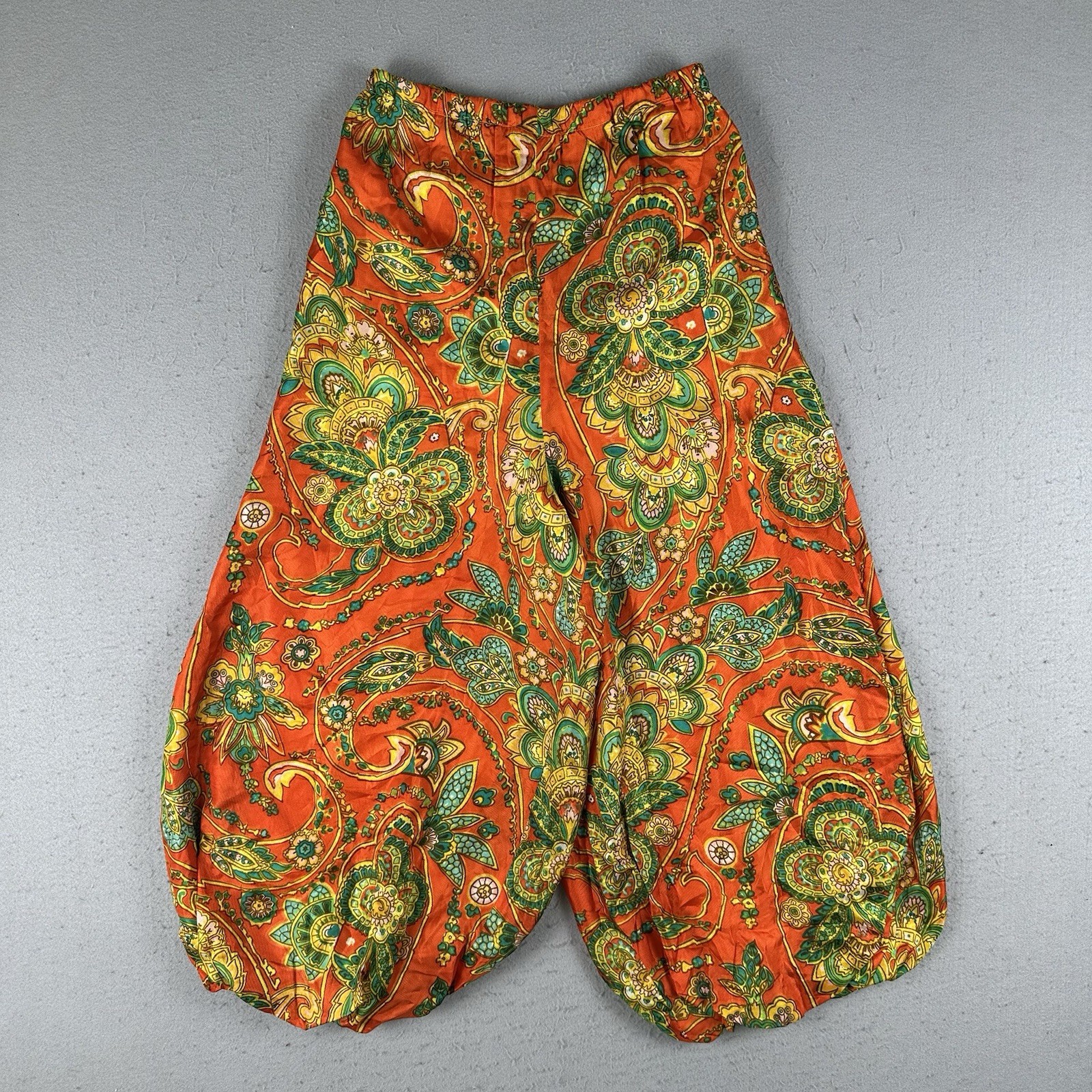 Vintage 60s 70s Alex Colman Pant Suit Women’s 10 Orange Boho Psychedelic Paisley