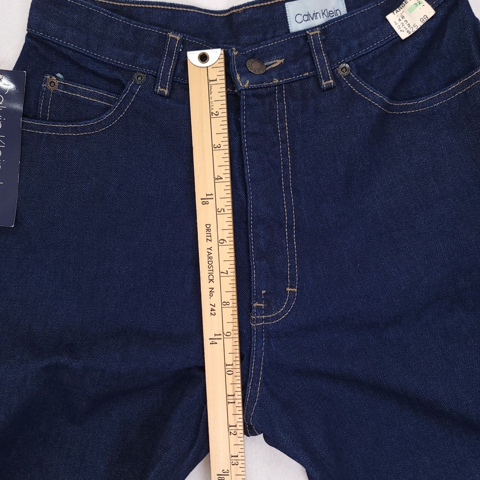 Deadstock Calvin Klein Womens High Waist Cigarette Leg Jeans Dark Wash USA 12