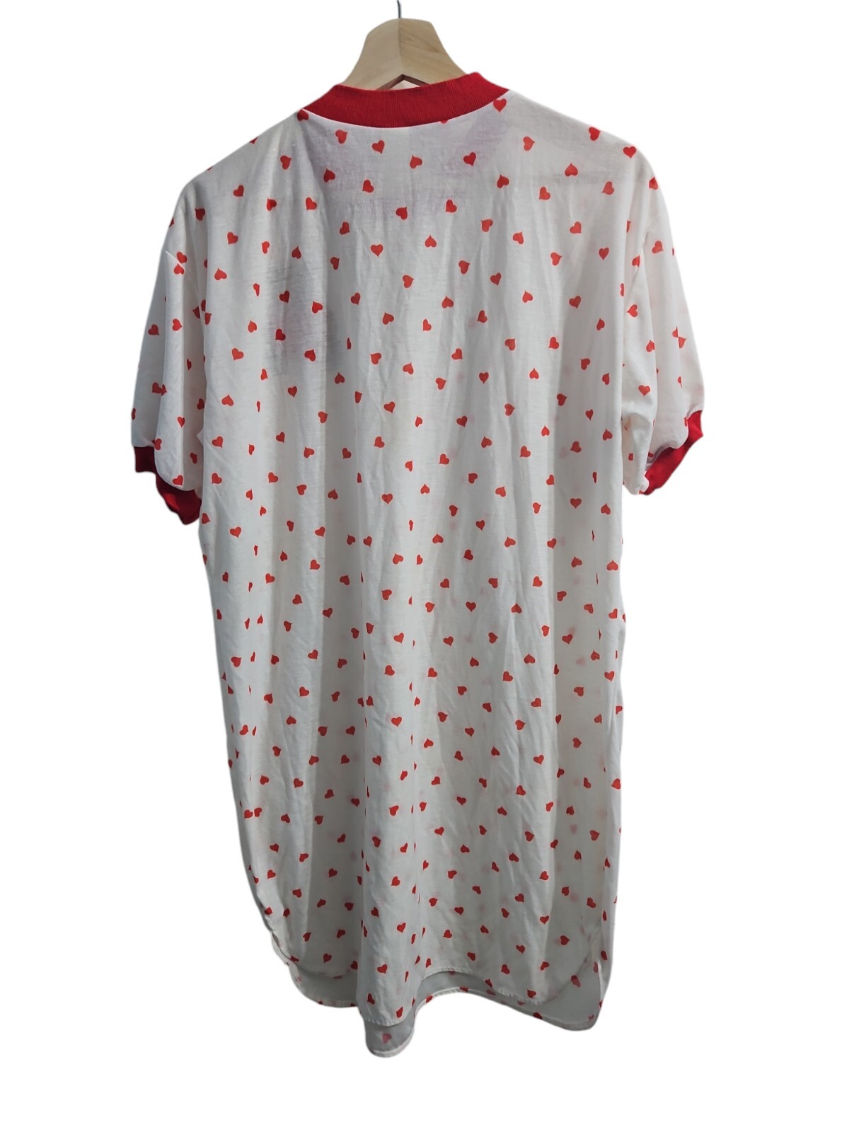 Vtg 1980s Teddy Bear & Hearts Nightgown Single Stitch Sleep Shirt Union Made USA