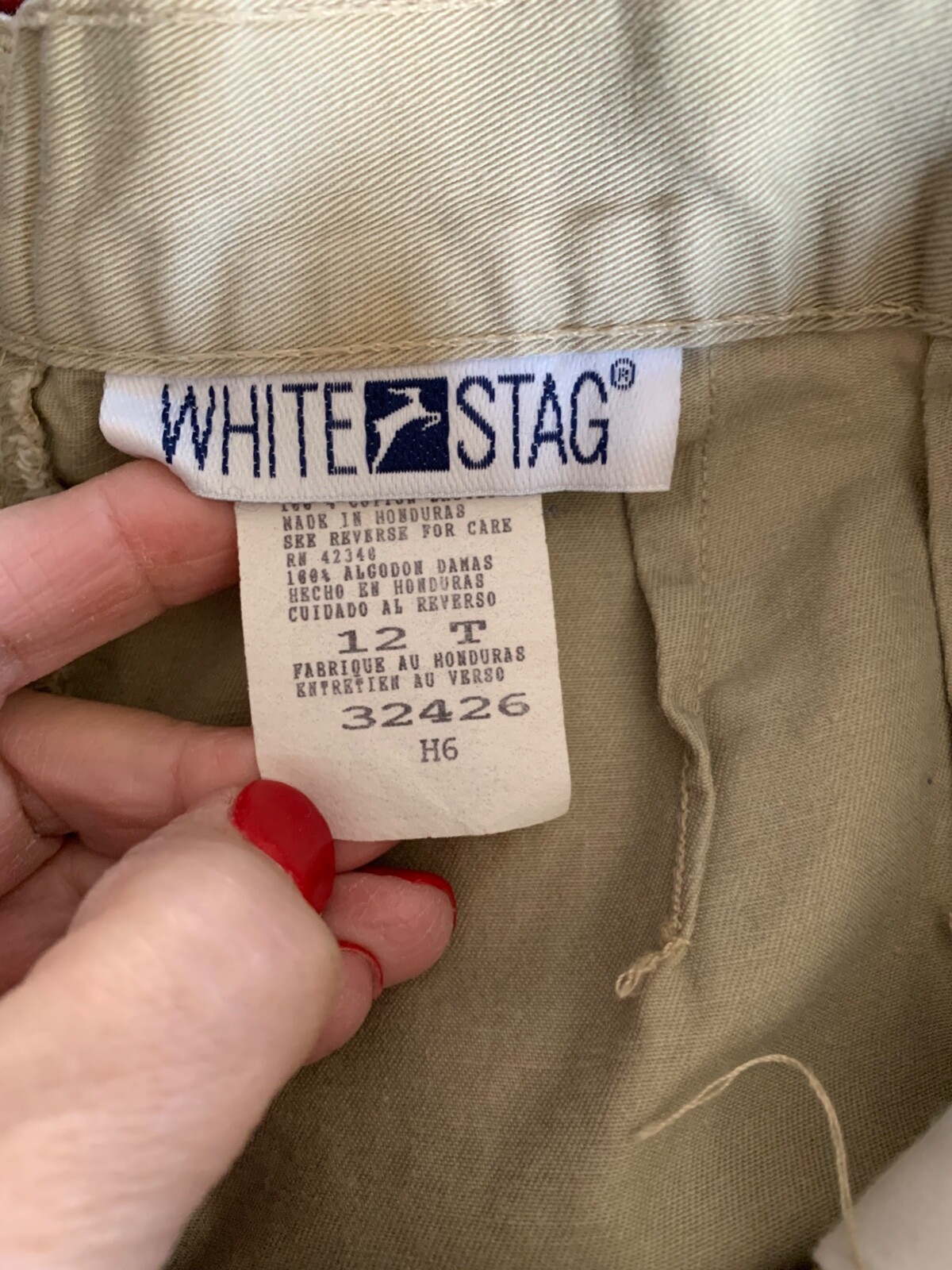 WP09-White Stag,Pleated,VINTAGE, Khaki, hiwaist Womens Pants 28×32 12T