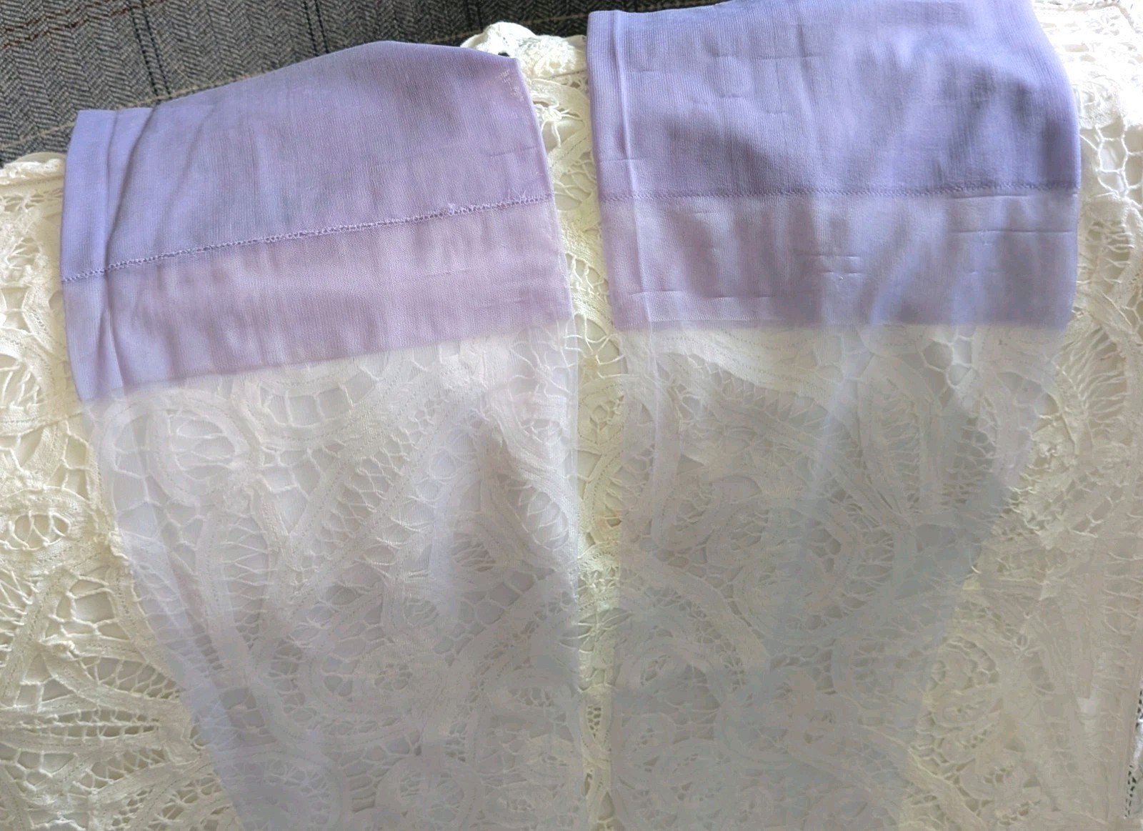 2 Pair Vintage 1950s NYLON Lavender Thigh high Stockings