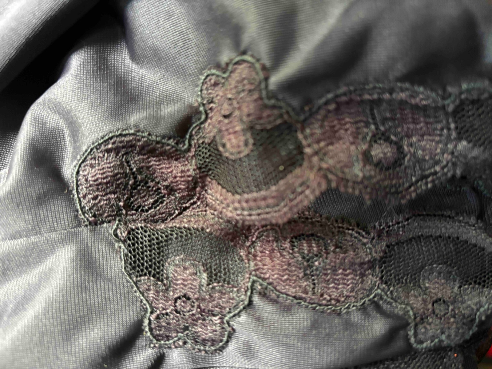Vintage Black Nylon Half Slip Avian Large ILGWU USA Lace Trim Goth Cottage