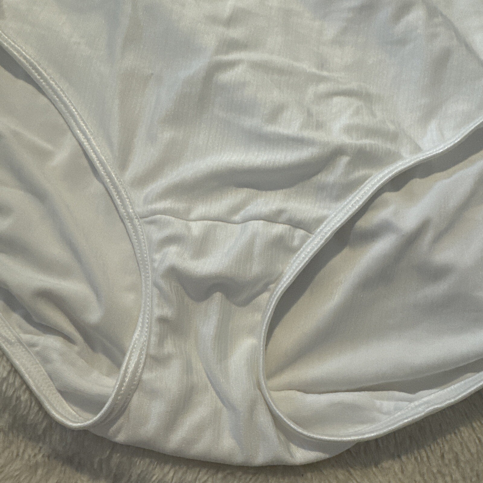 Vintage VANITY FAIR Brief PANTY WHITE Satin NYLON Stretch Second Skin 10/ 3XL