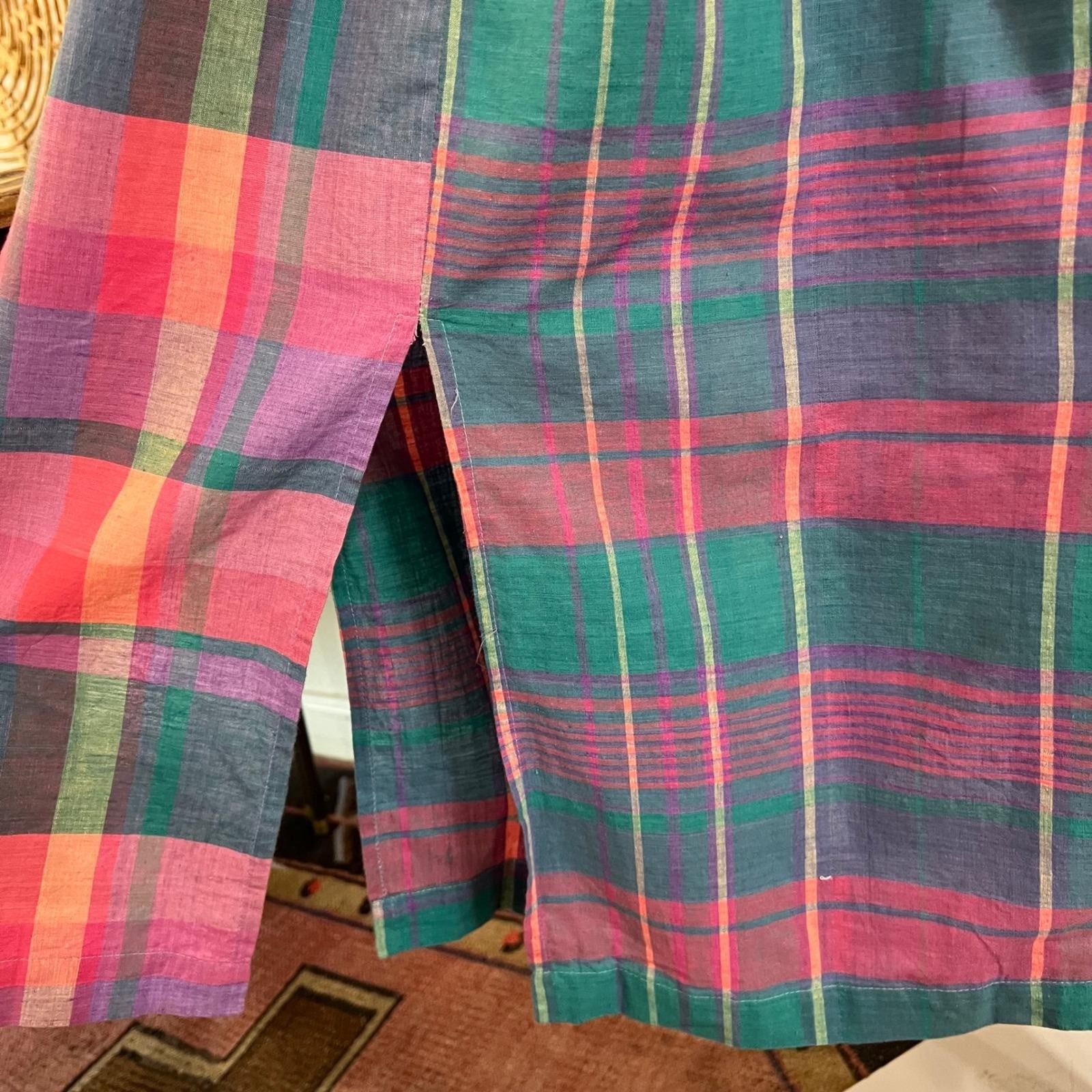 Vintage David Brooks Plaid Two Piece Skirt Set Pink Purple Cotton Preppy 90s 14