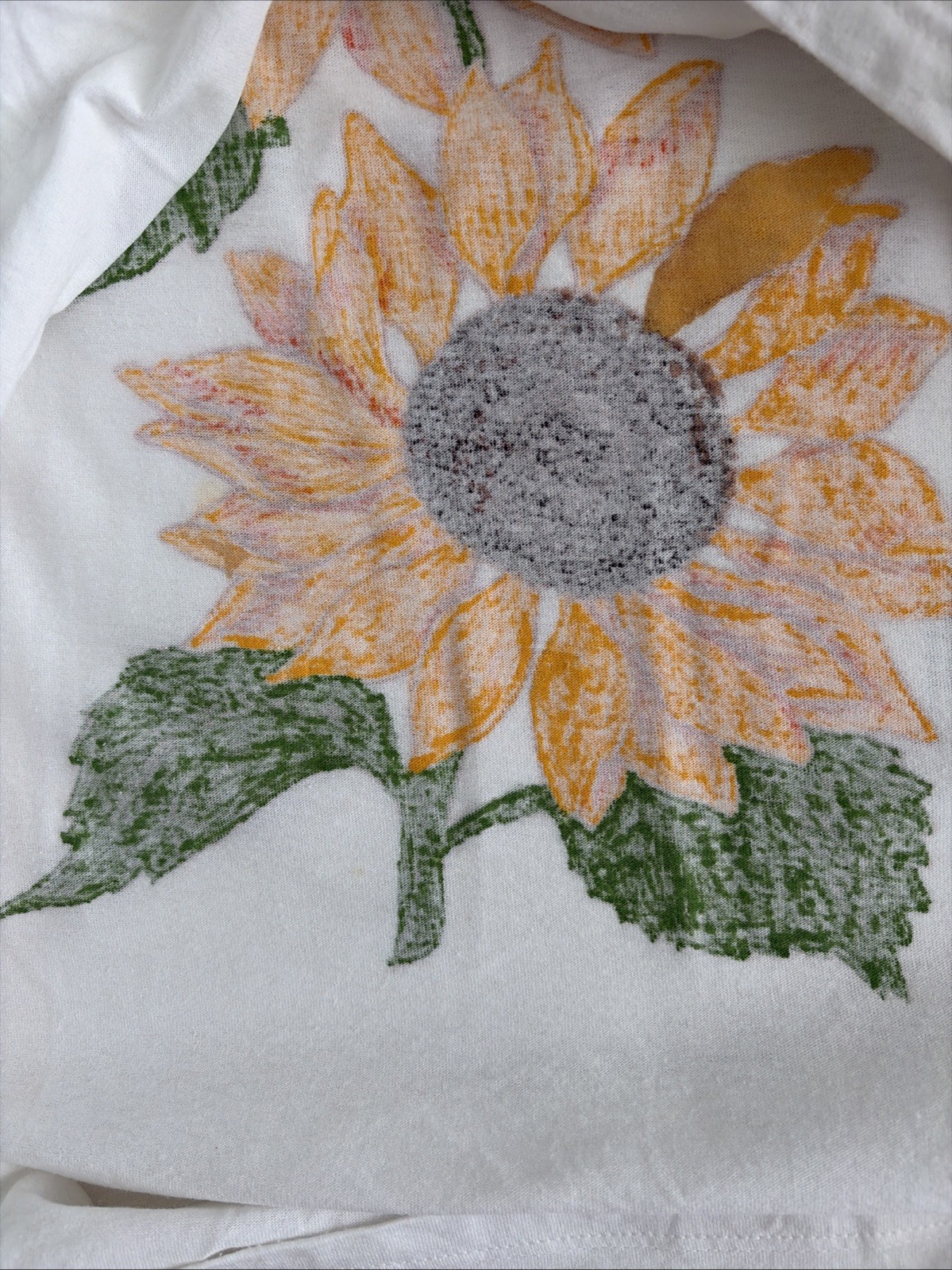 Vtg Jerzees Sunflower T Shirt Grid Flower Hand Painted Graphic Sze XL Yellow