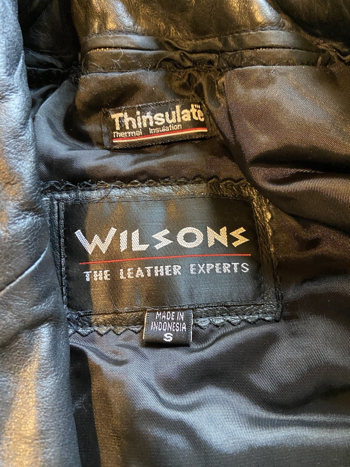 Vintage Wilsons Black Leather Trench Coat Women’s Size S Thinsulate 1990’s Y2K