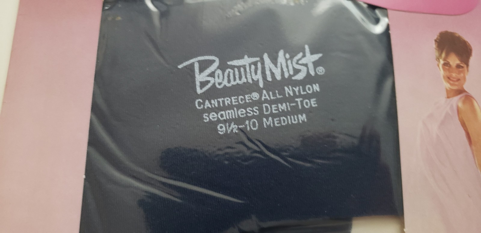 Vintage Beauty Mist Stockings Size 9-1/2-10M Seamless Navy Velvet 60s 70s
