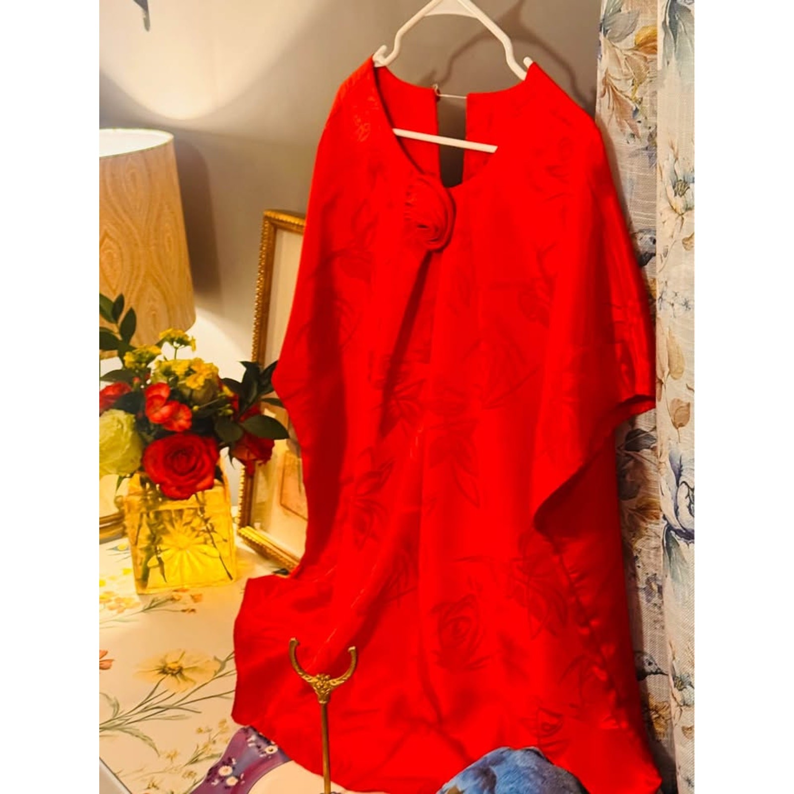❤️ Vintage Lori Stevens Blouse | Red Rosette Top | Size 44 (XL) | Retro Chic