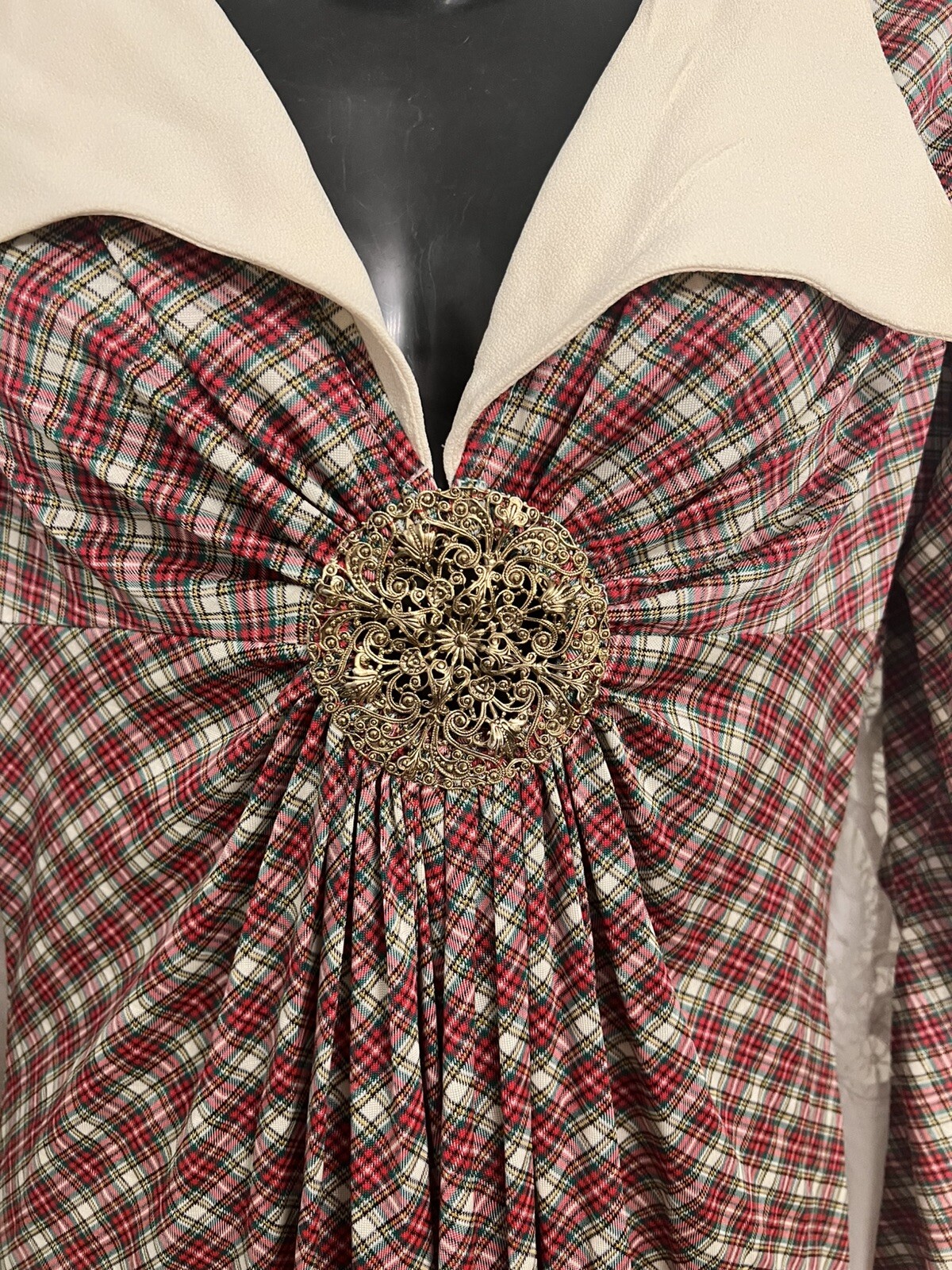 VTG 70s Corky & Craig Tartan Plaid Maxi Dress Westwood Vibes! Filigree Key Hole