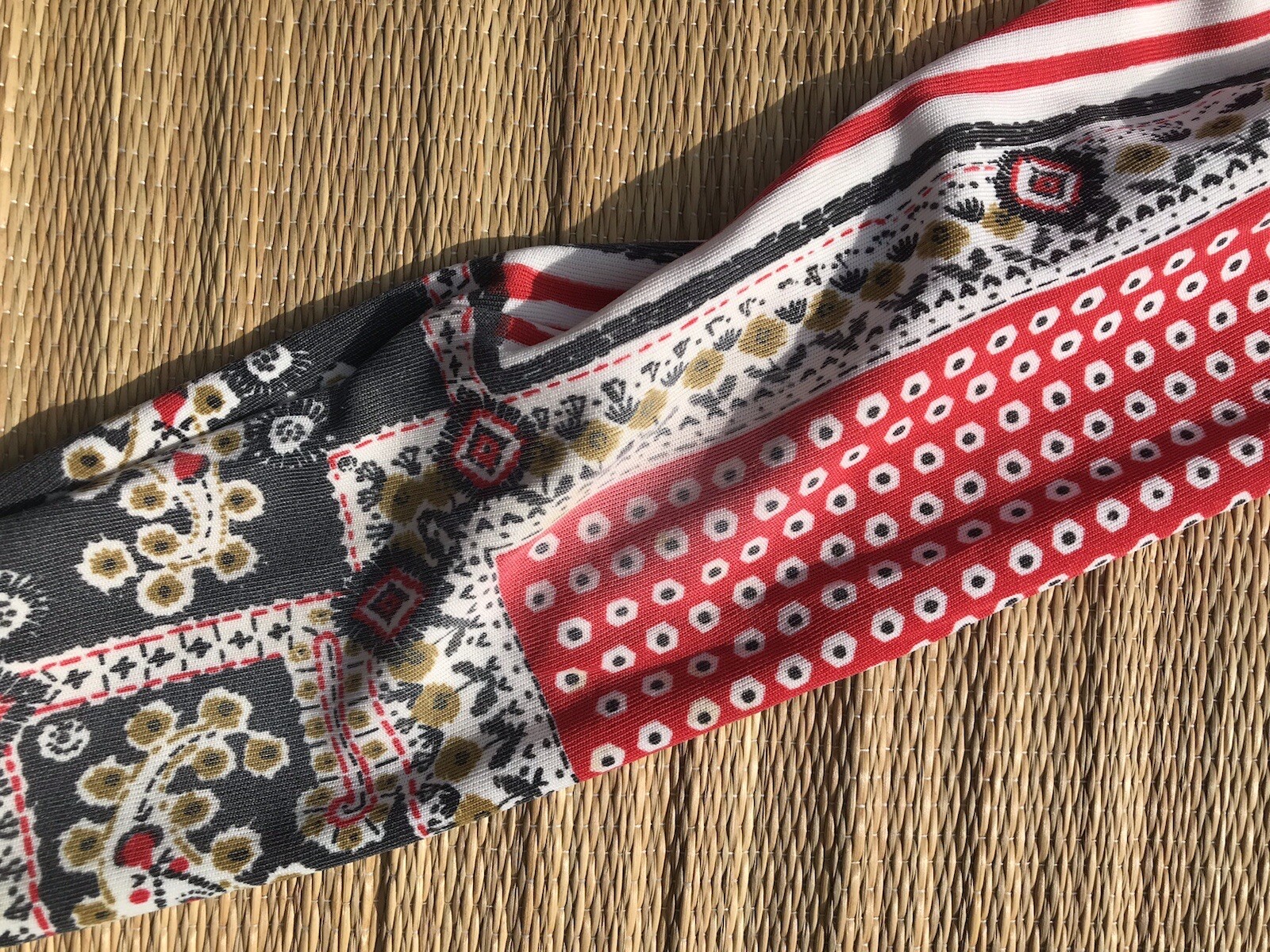 Vtg 60s 70s Aileen Mod Red Black Paisley Tunic Blouse Hippy Top M Boho Shirt