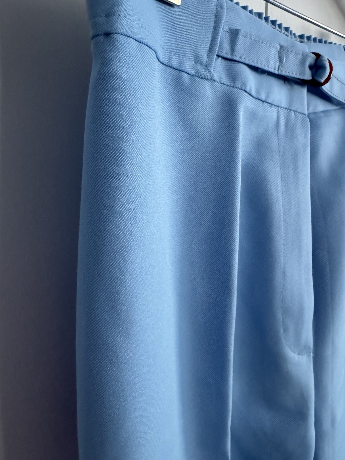 Vintage 1970’s Baby Blue Polyester Pants Flat Front Wide Leg High Rise