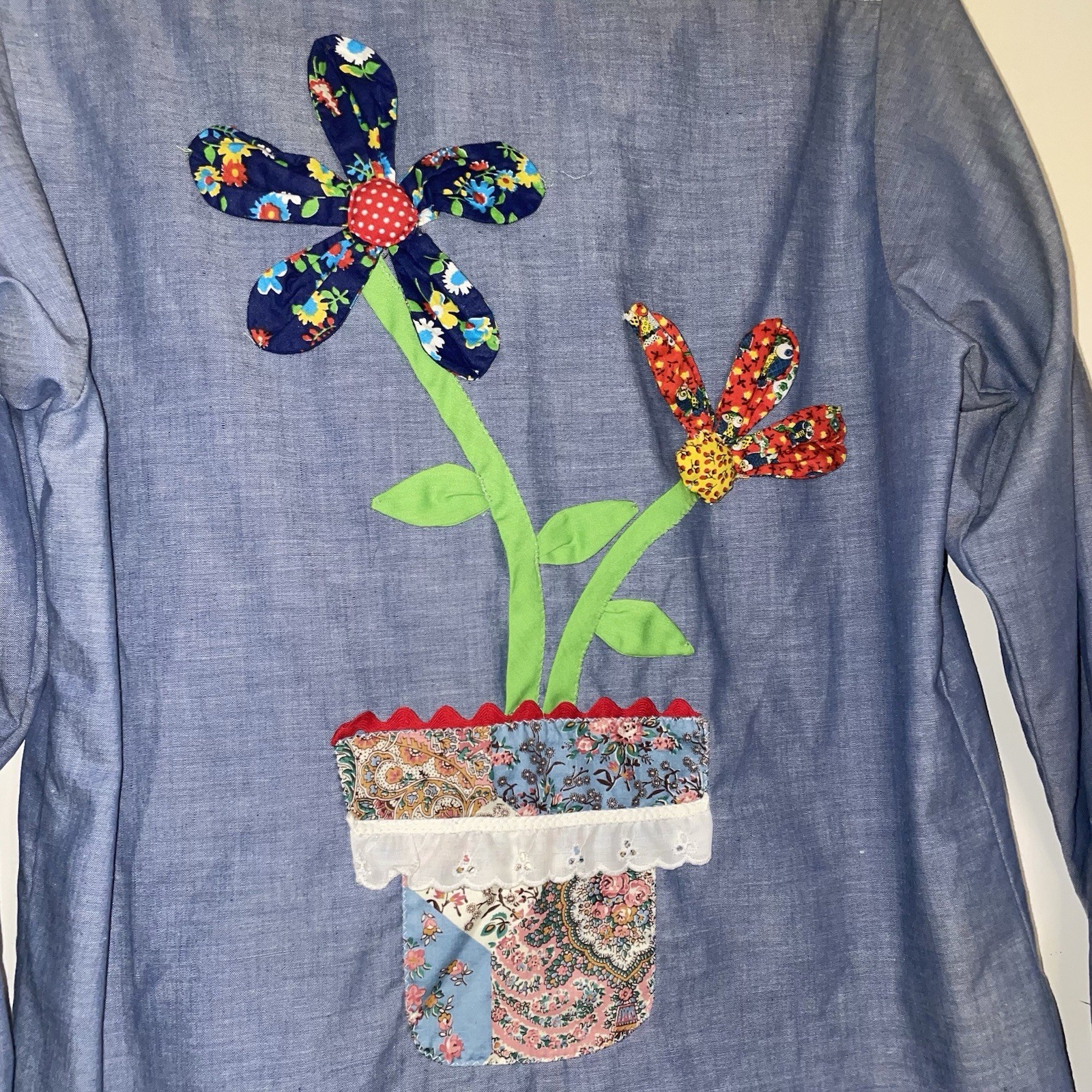 Big Mac JCPenny Vintage Flower Appliqué Lace Lined Women’s M Button Up