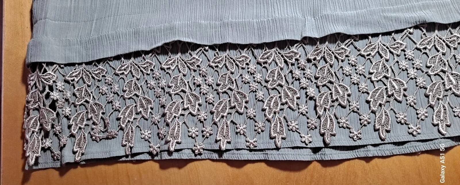 Vtg 80s Bryan Emerson for Henri Bendel Sage Maxi Shift Dress Ecru Lace Trim OS L