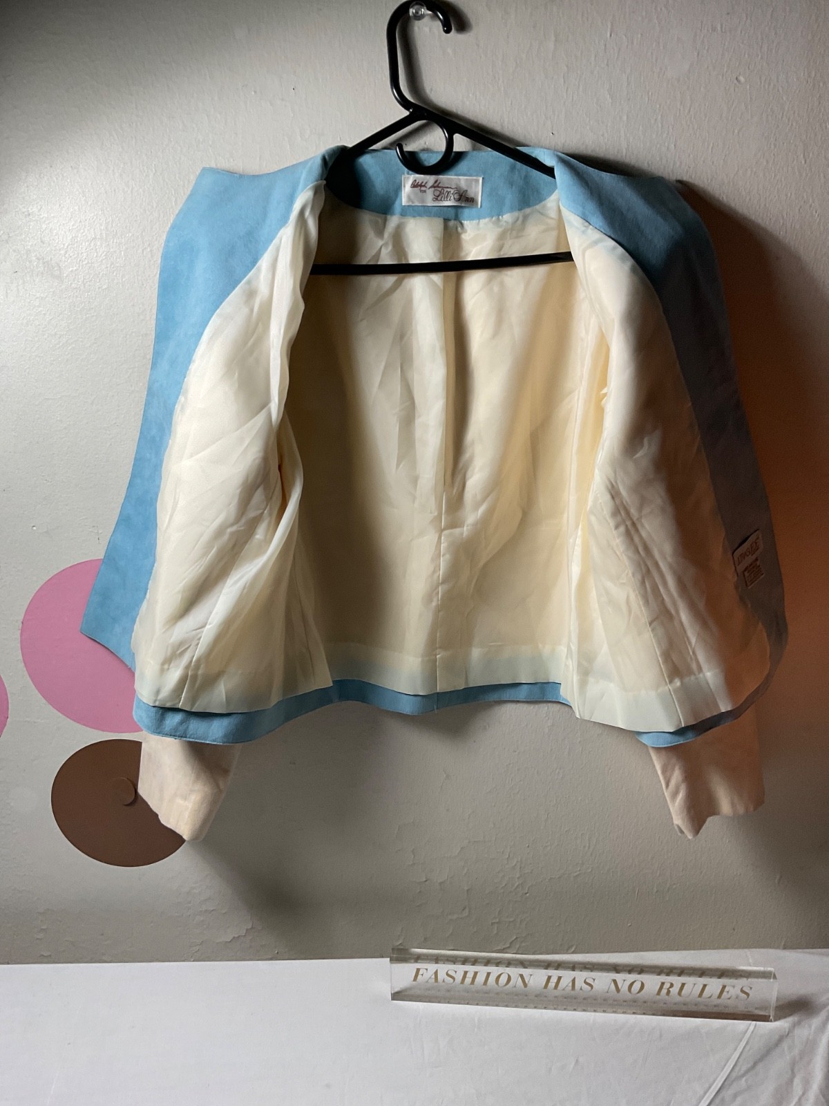 Vintage Lilli Ann Adolph Schuman Career Jacket Ultrasuede Blue/Cornflower Trim