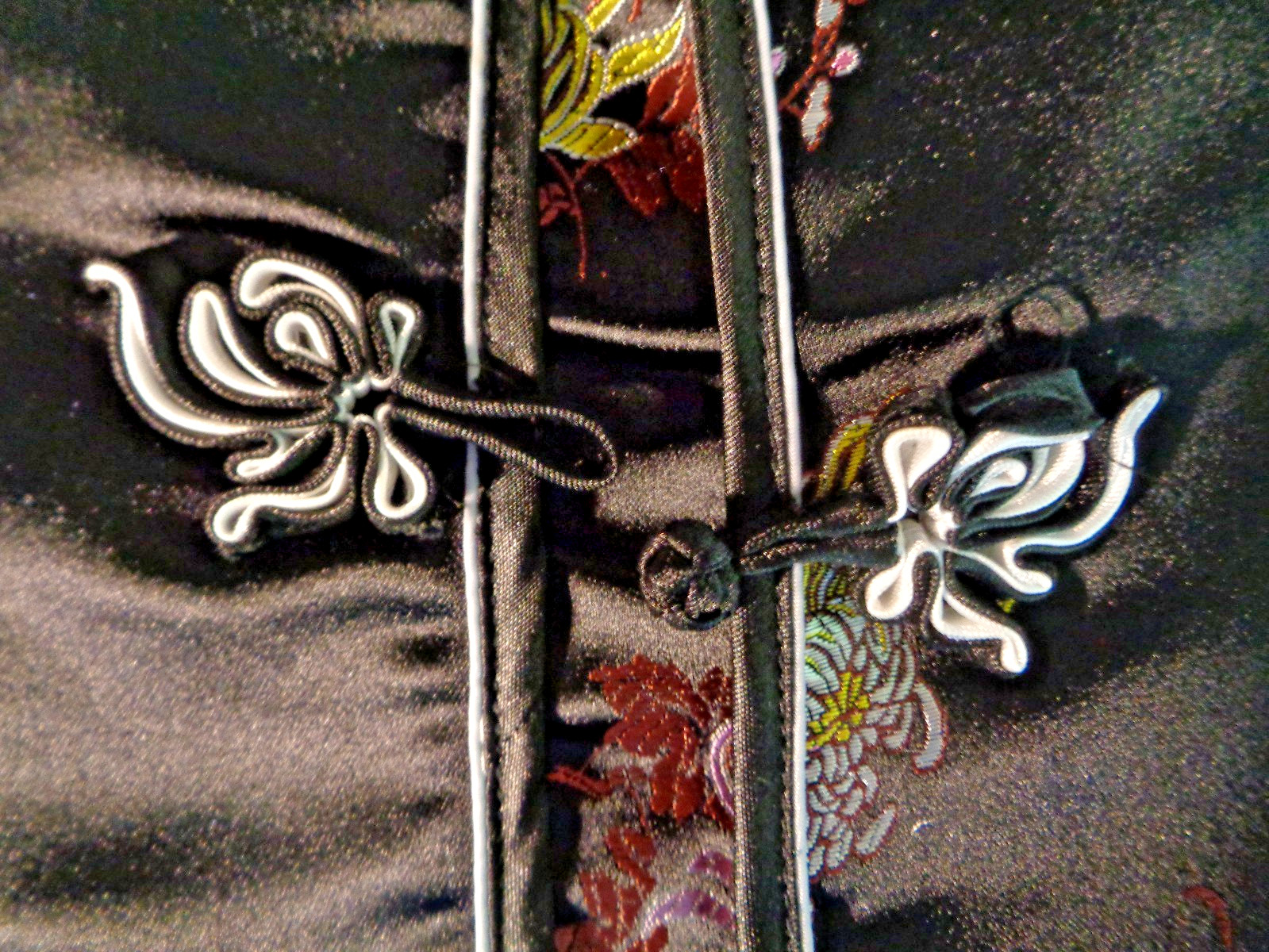 Vintage black Chinese jacket with flowers large