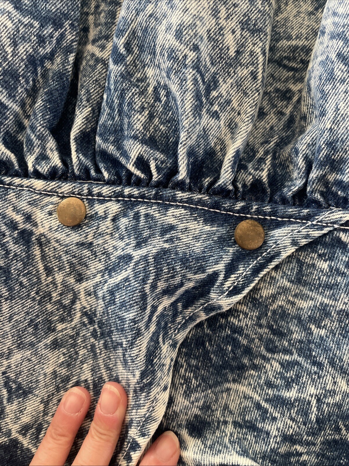Paris Blues Acid Wash Denim Bomber Jacket with Peplum Size L Vintage 90s