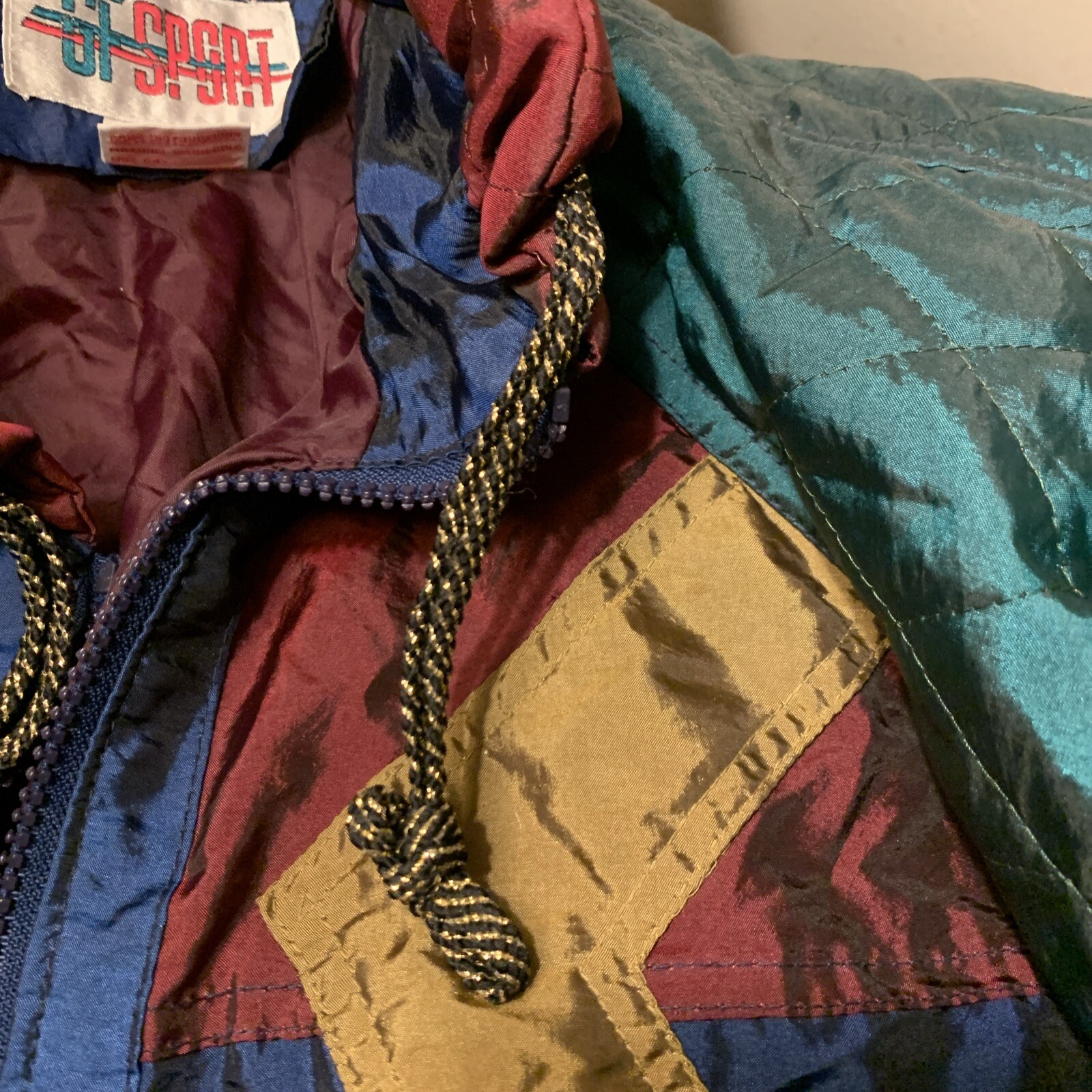 Vintage 80s Retro Windbreaker Jacket Colorblock M Grandmacore Eclectic