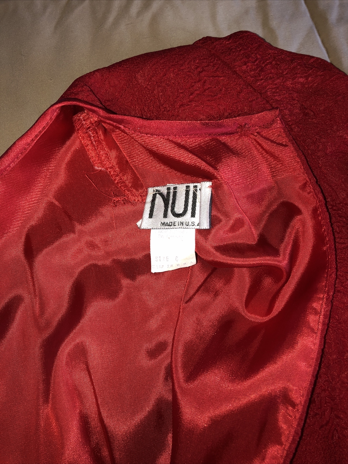 Vintage Nui Ruby Red Dress Size 4 Made USA Big Bow Lined Body Small S XS Formal
