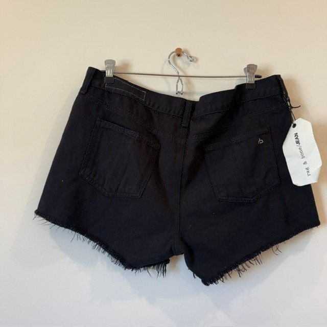 NWT rag & bone Black Denim Cutoff Jorts High Rise Shorts | Size 32 | $165
