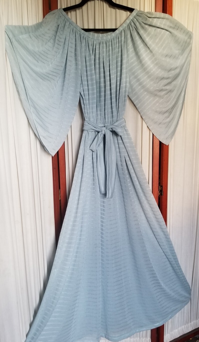 Women’s Dress Light Blue 70s 80s SOLO SAN FRANCISCO Removable Belt Midi
