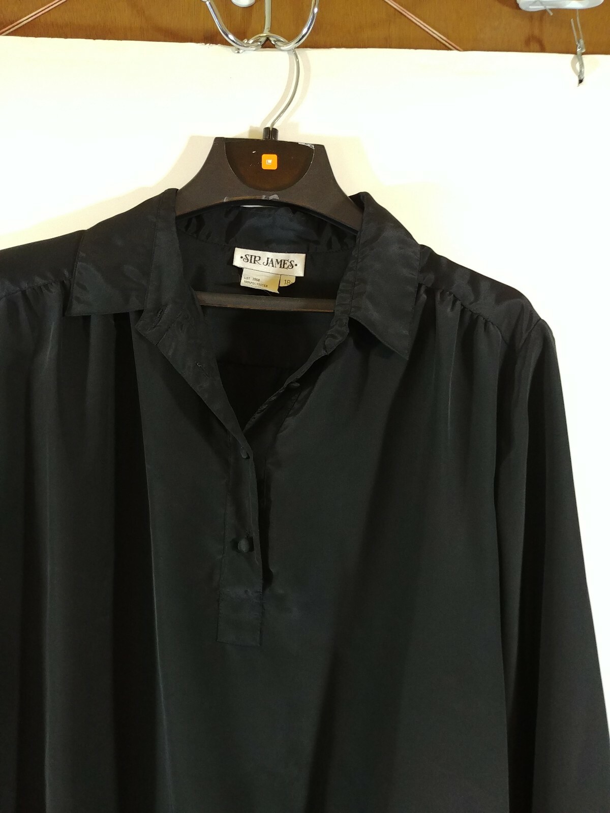 VTG 80’s Sir James Blouse, Size 18, Black, Elastic Waist, #1870